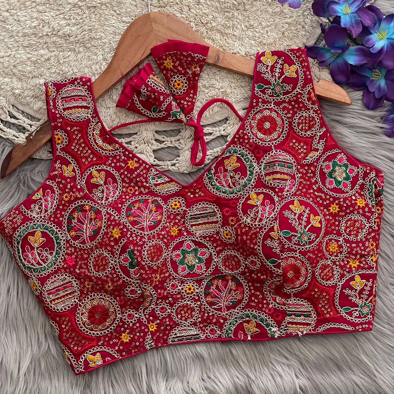 Multi Color Embroidered Wedding Wear Blouse - Image 9