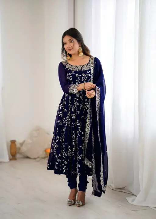 Navy Blue Wedding wear Anarkali Suit