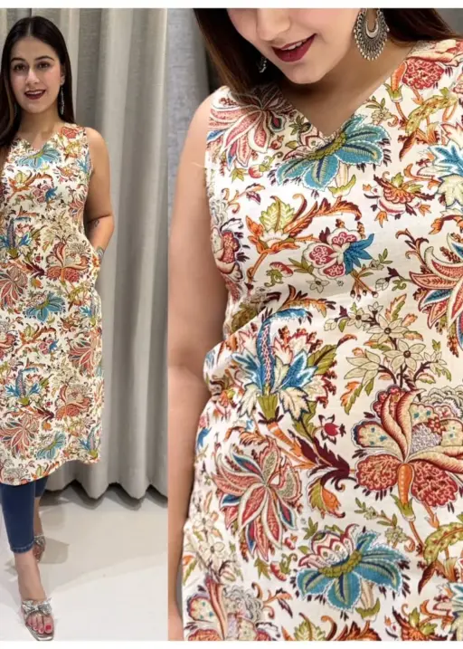 Office Wear Printed Kurtis with Pocket