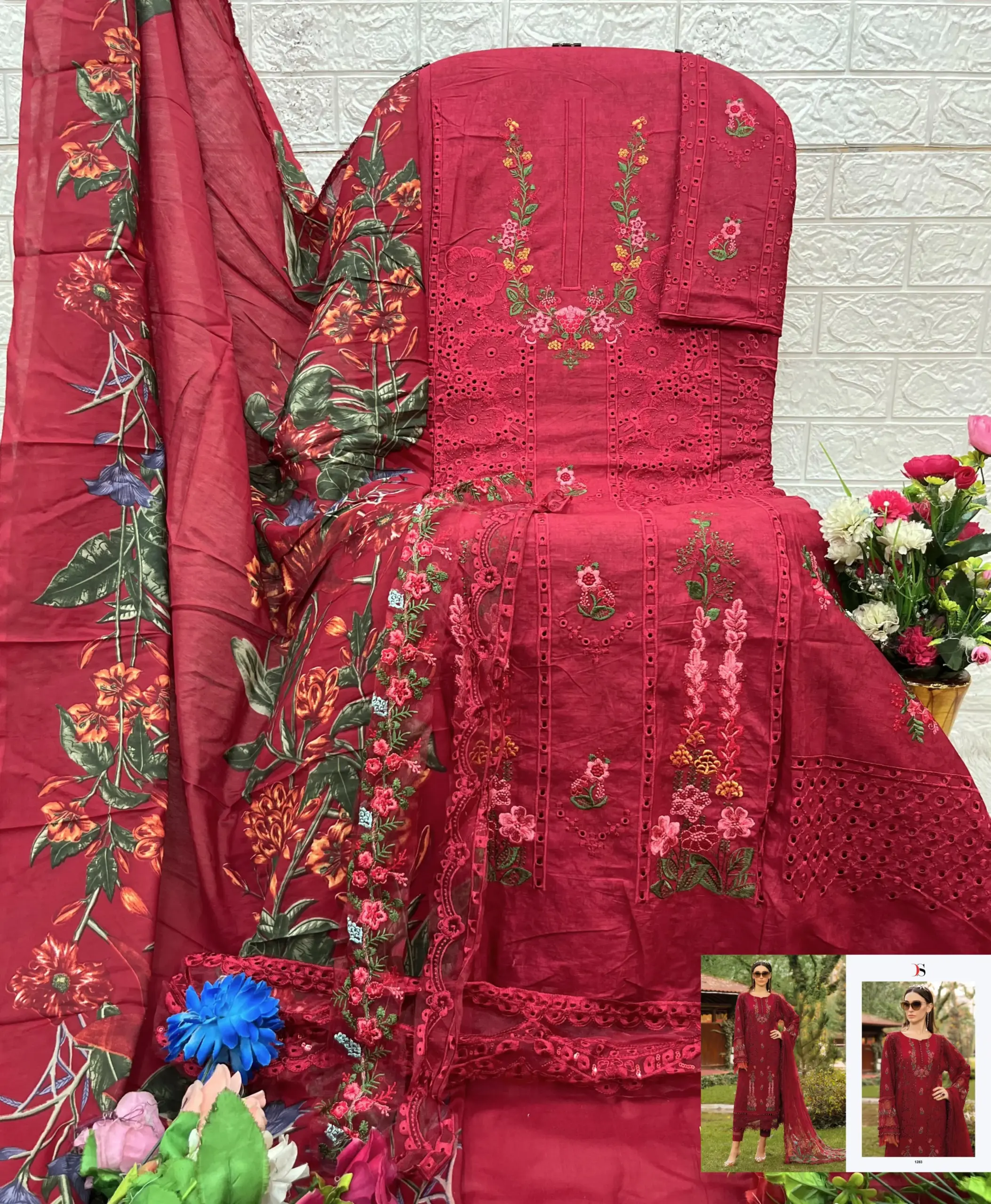 Patch work Cotton Pakistani Suit - Image 3