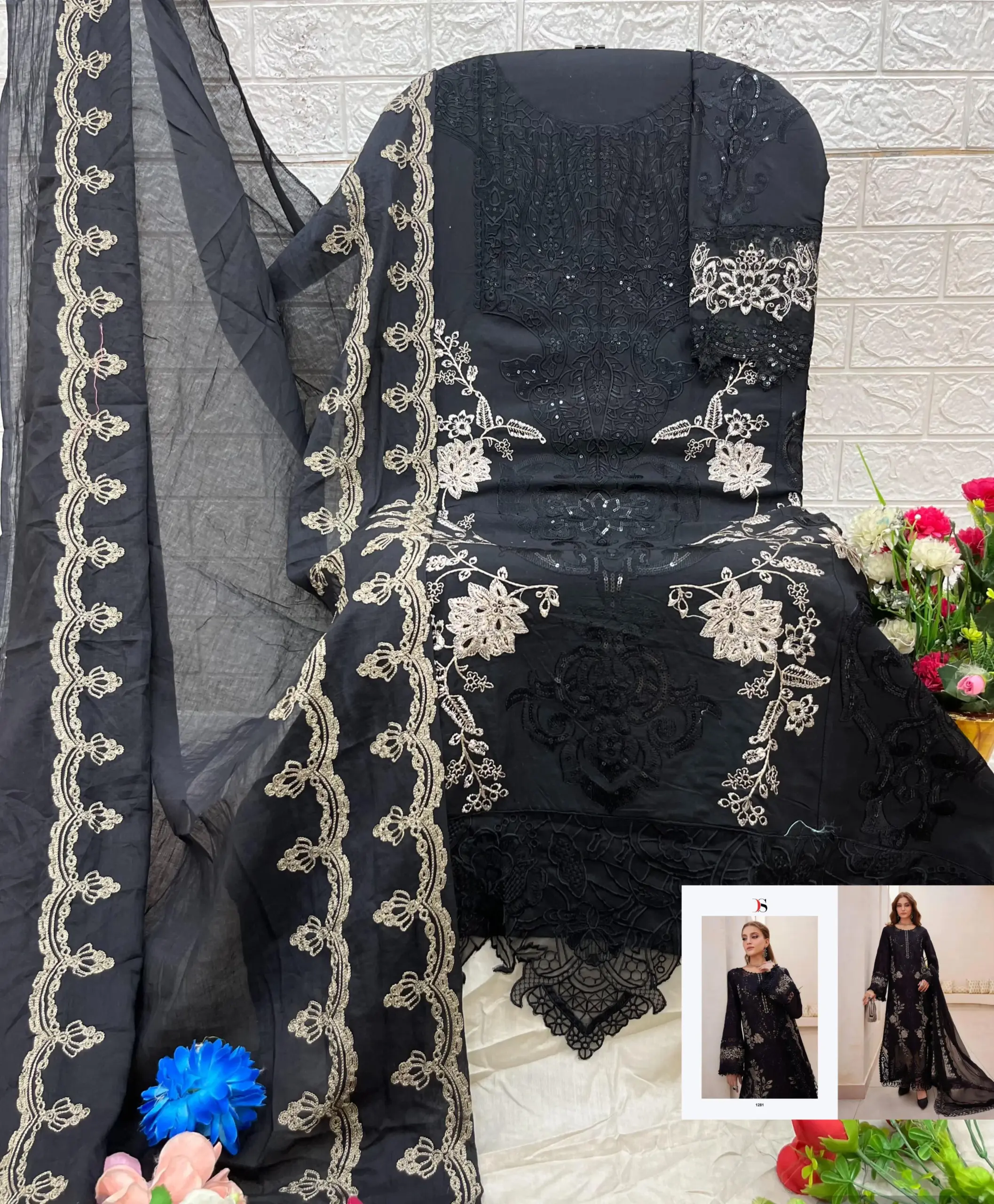 Patch work Cotton Pakistani Suit - Image 4