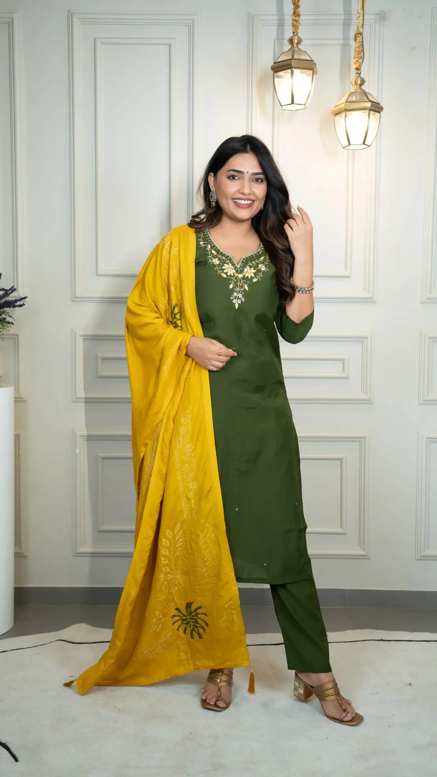 Pooja Special 3 piece Kurti Set