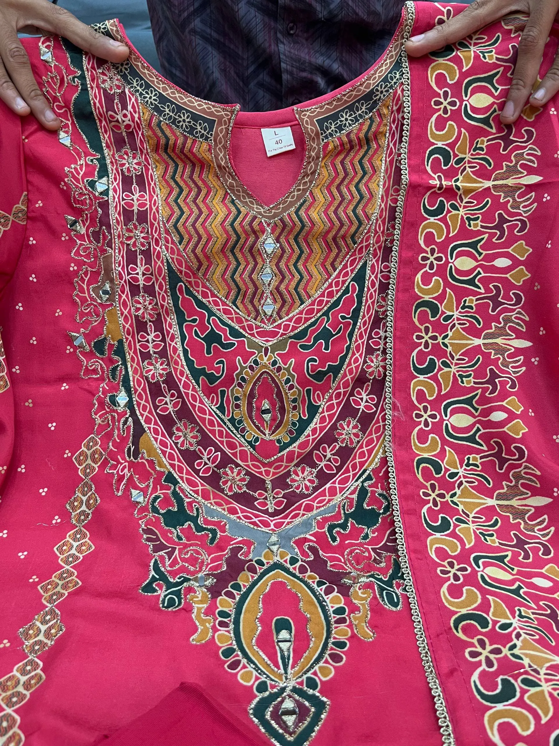 Premium Russian Silk Printed handwork Kurti Set - Image 3
