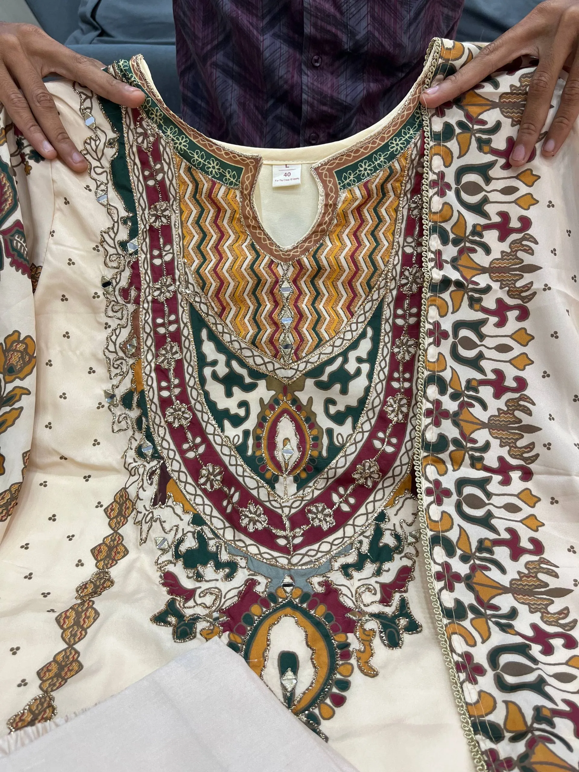 Premium Russian Silk Printed handwork Kurti Set - Image 4