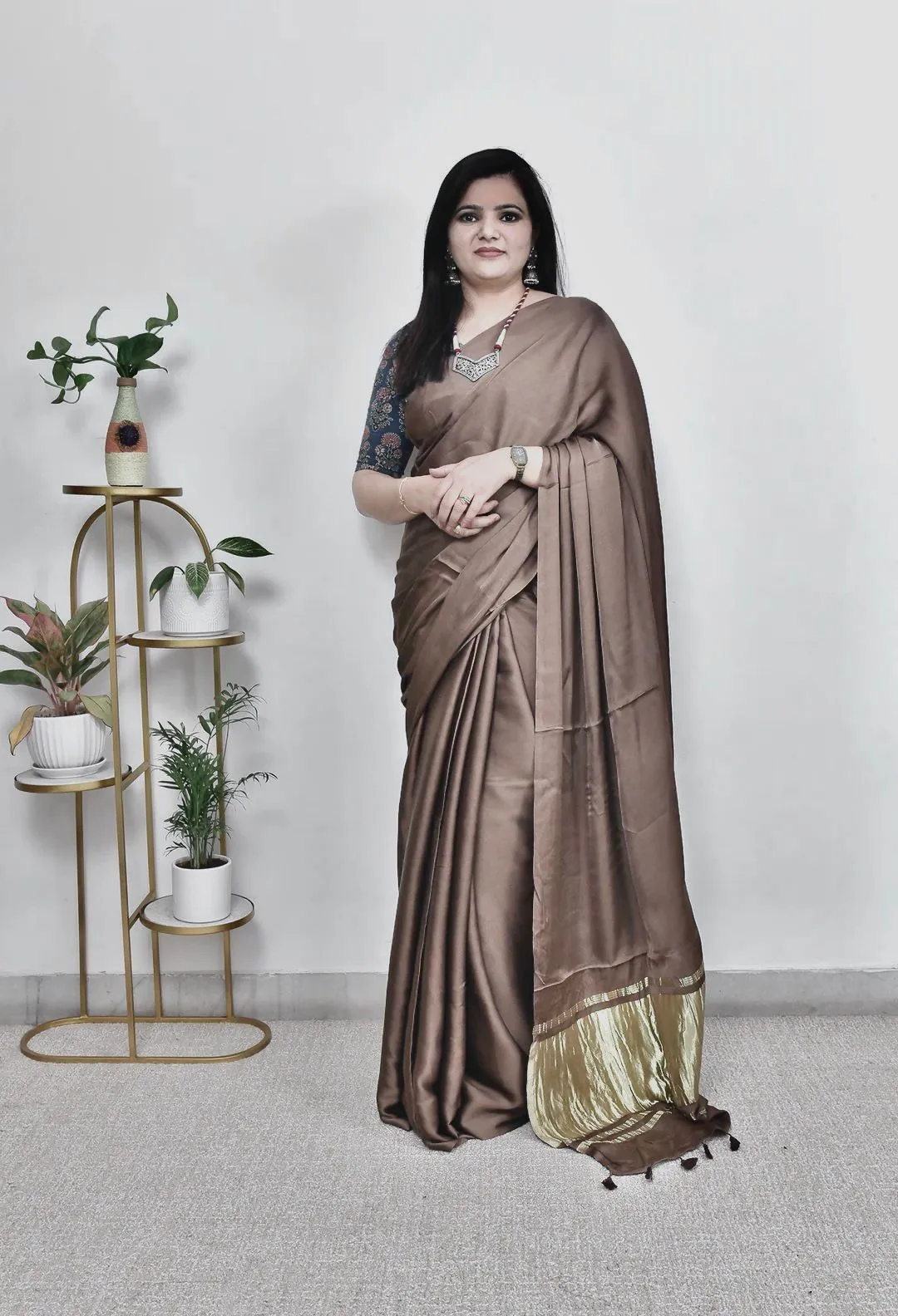 Pure Gaji Silk Plain Saree For Festive Season - Image 13