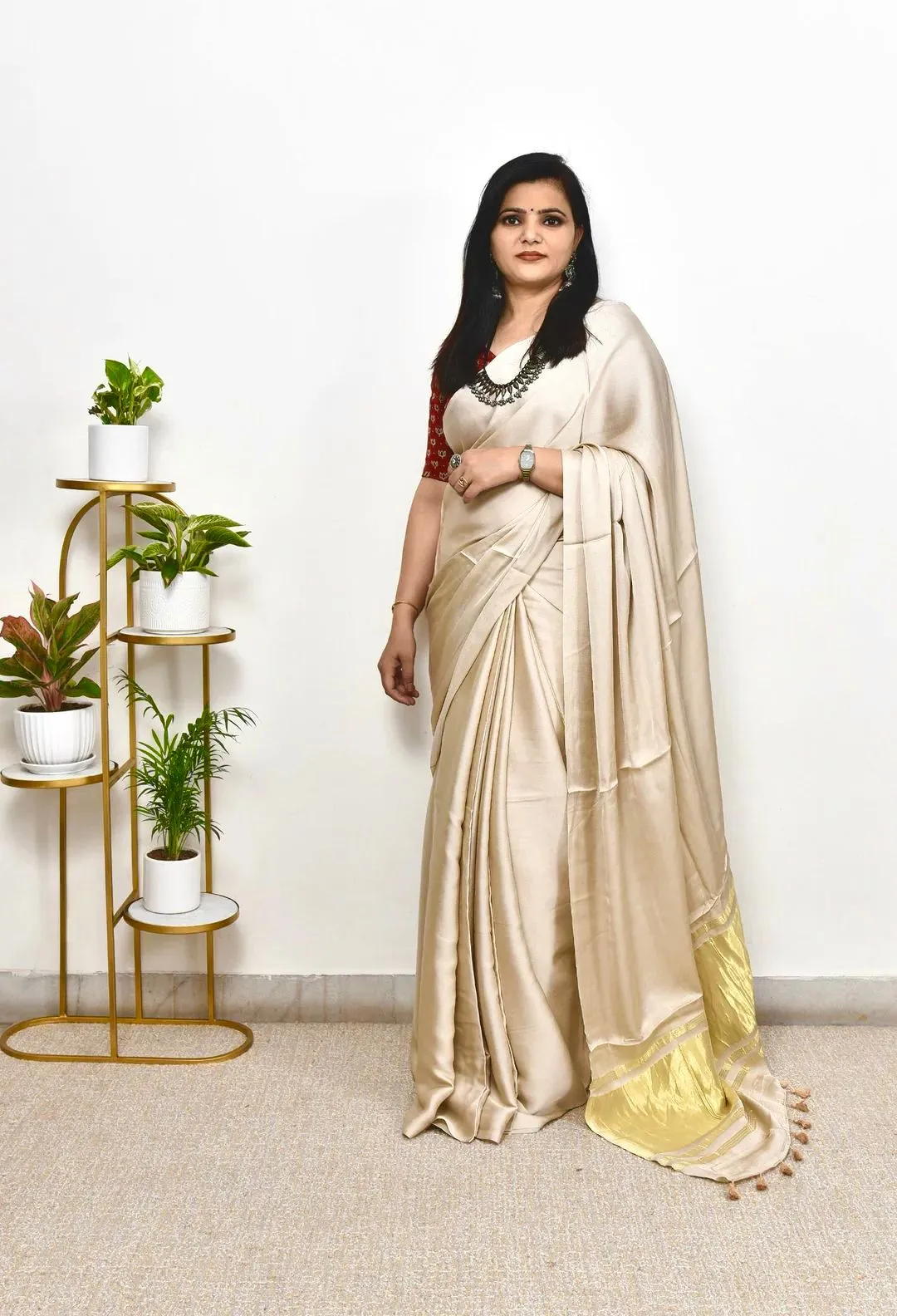 Pure Gaji Silk Plain Saree For Festive Season - Image 15