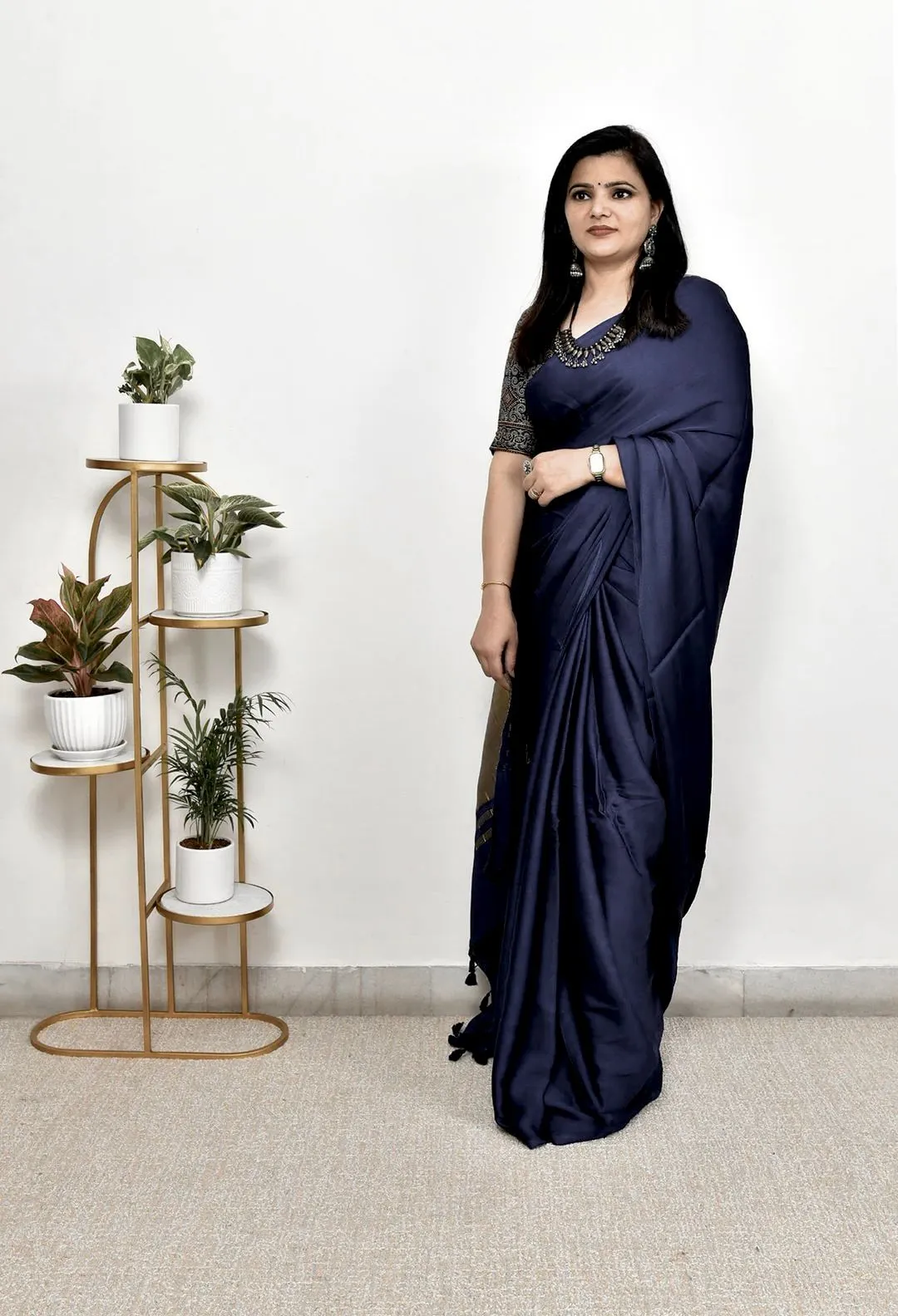 Pure Gaji Silk Plain Saree For Festive Season - Image 7