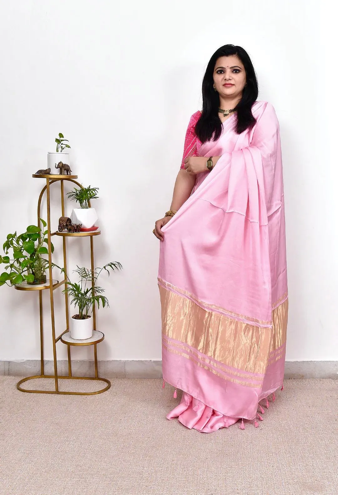 Pure Gaji Silk Plain Saree For Festive Season - Image 8