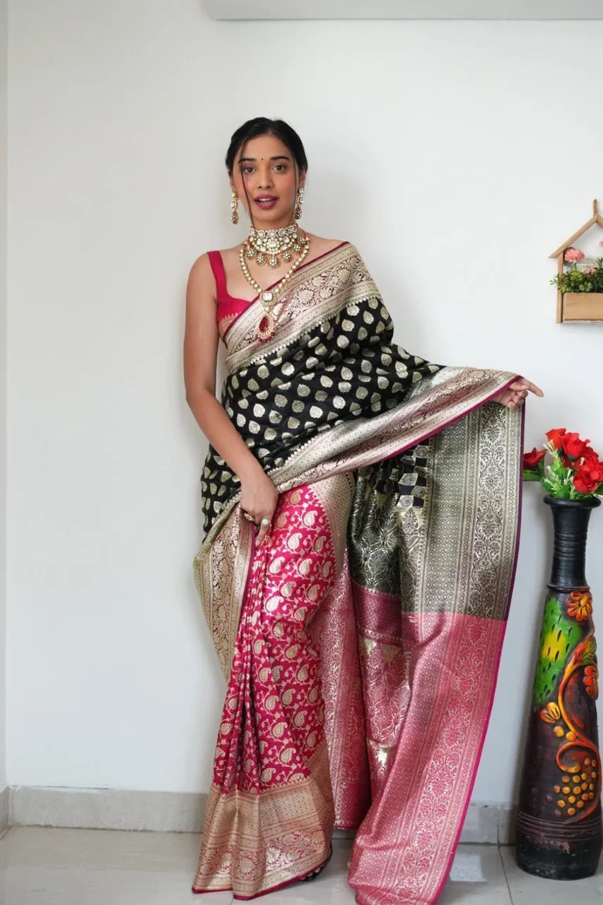 Ready to Wear Banarasi Silk Saree for Diwali - Image 4