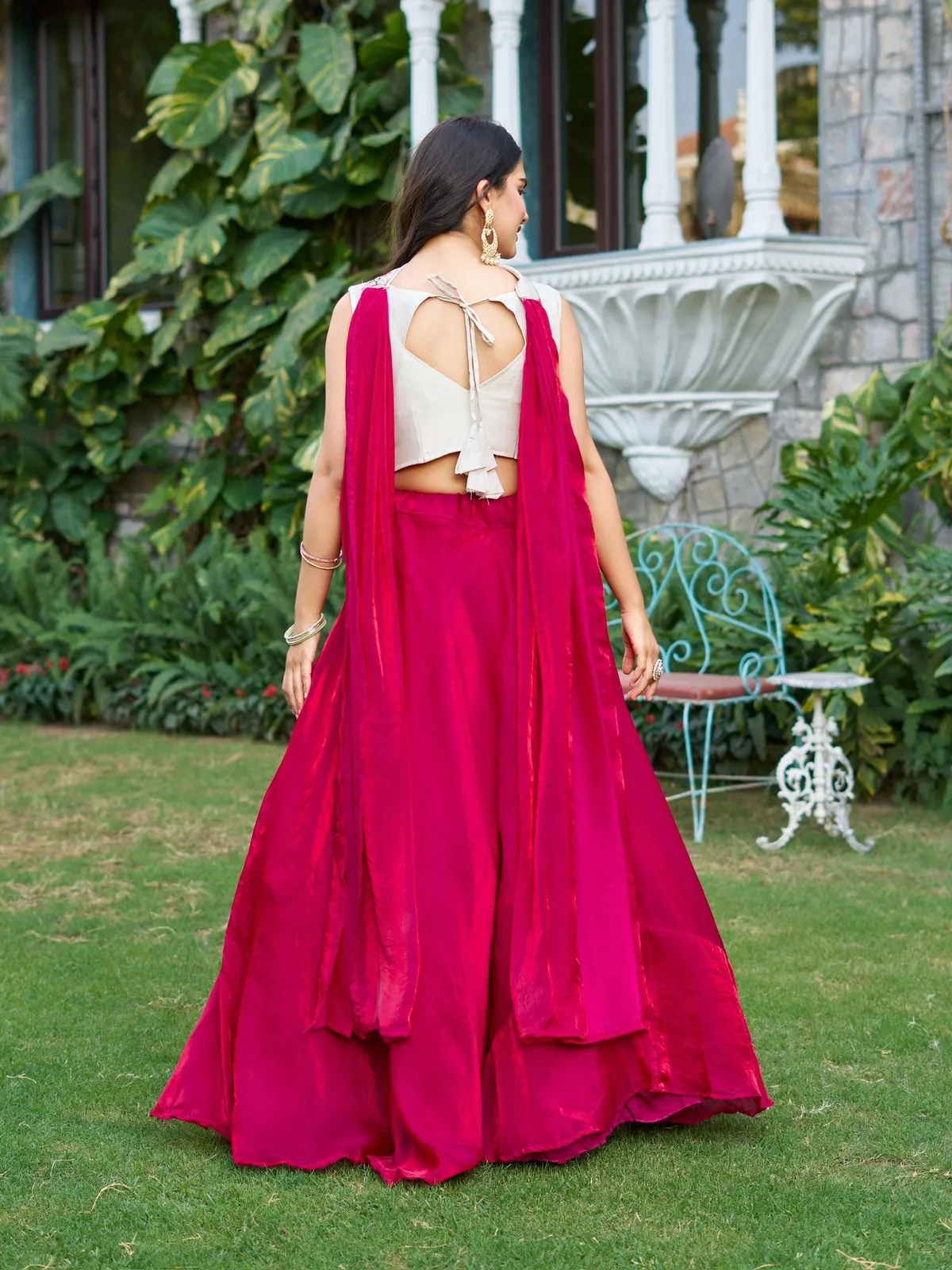 Readymade Fancy Blouse with big Flair lehenga - Image 2