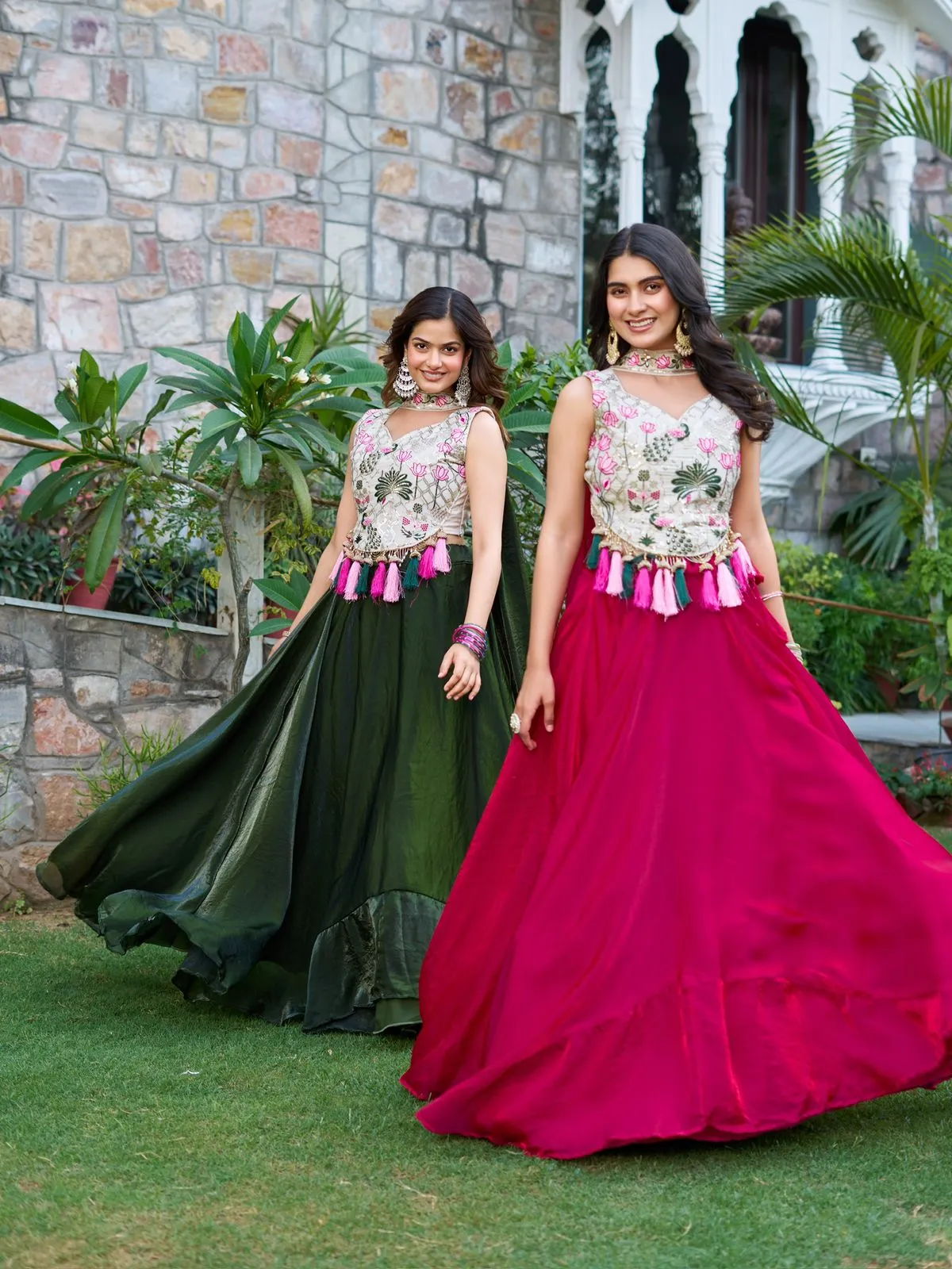 Readymade Fancy Blouse with big Flair lehenga - Image 4