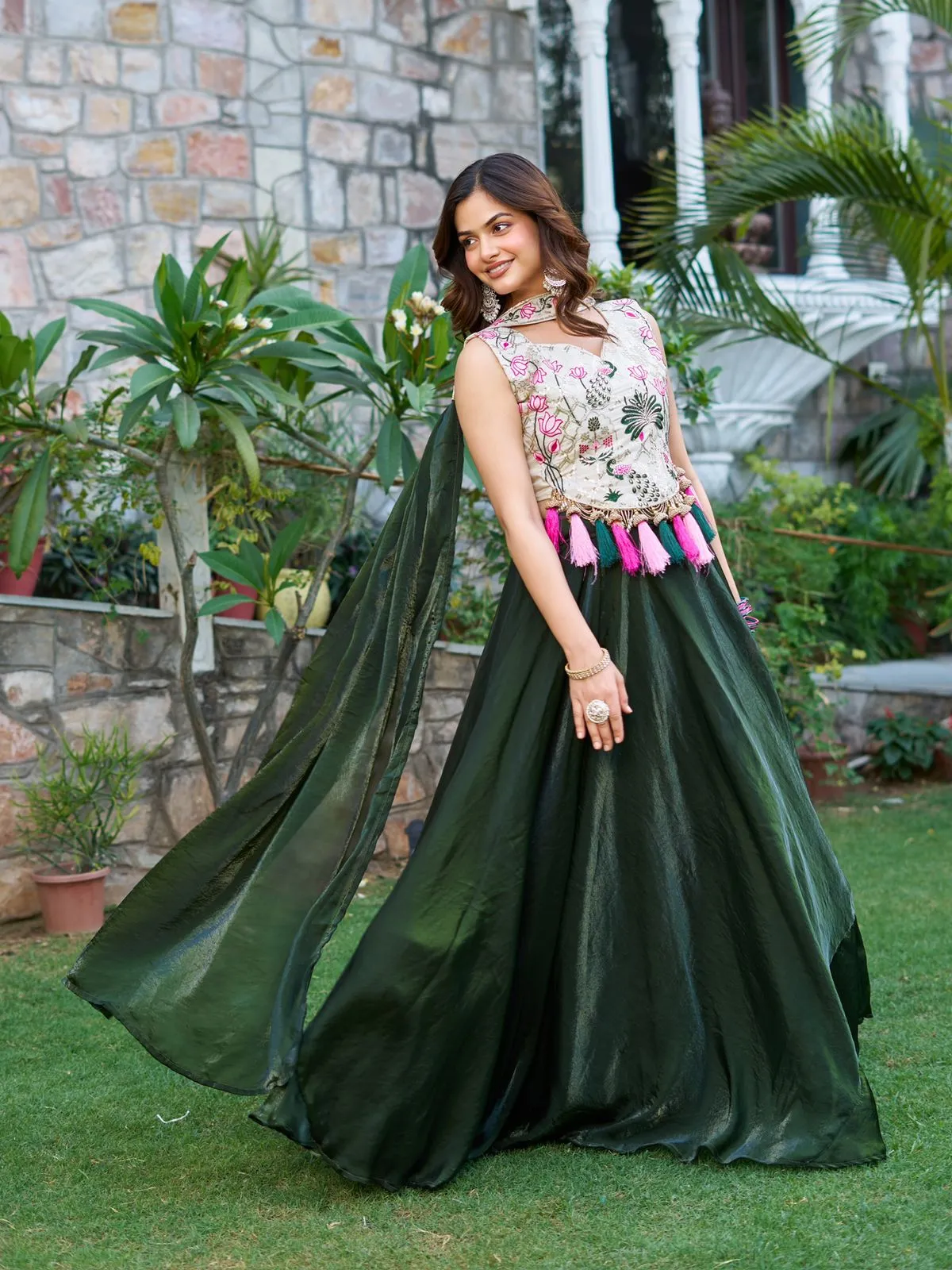 Readymade Fancy Blouse with big Flair lehenga - Image 6