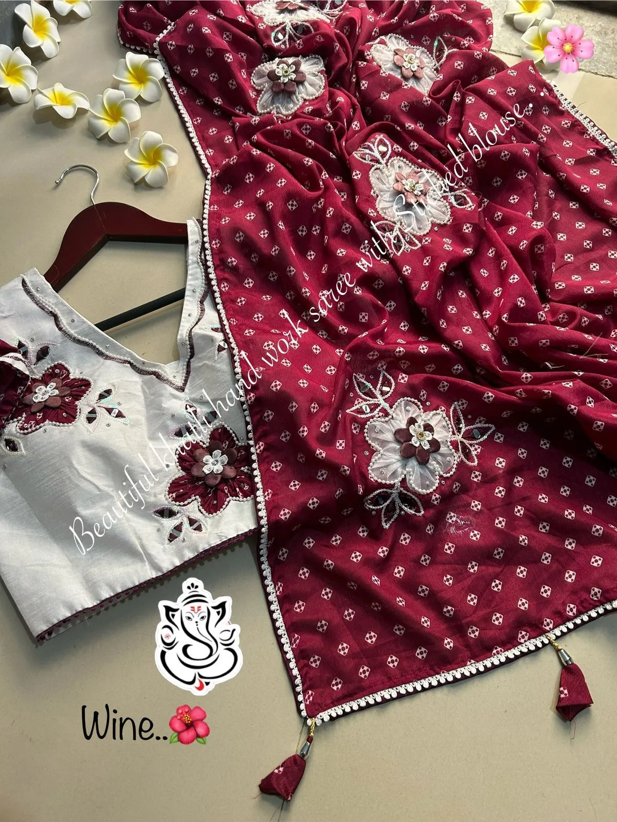 Wedding Special Bandhni Saree with Stitched blouse - Image 5