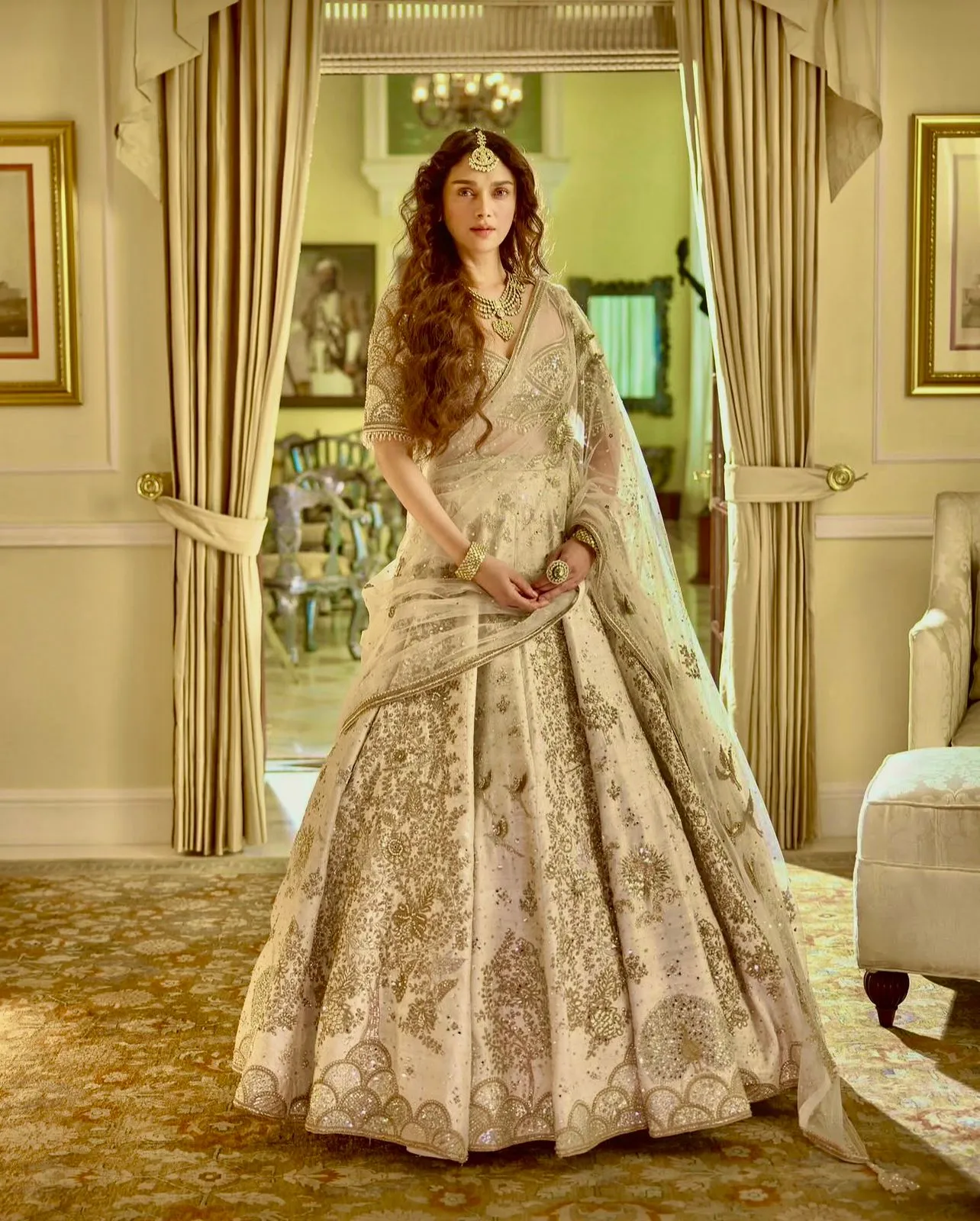 Wedding Wear Cream Lehenga Choli Design 2025