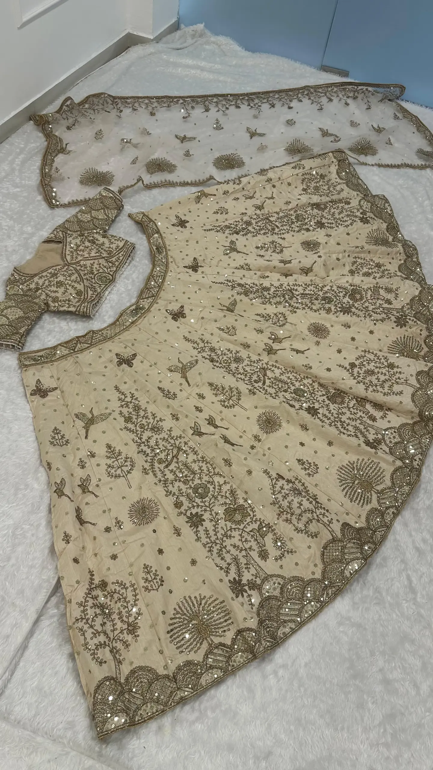 Wedding Wear Cream Lehenga Choli Design 2025 - Image 3