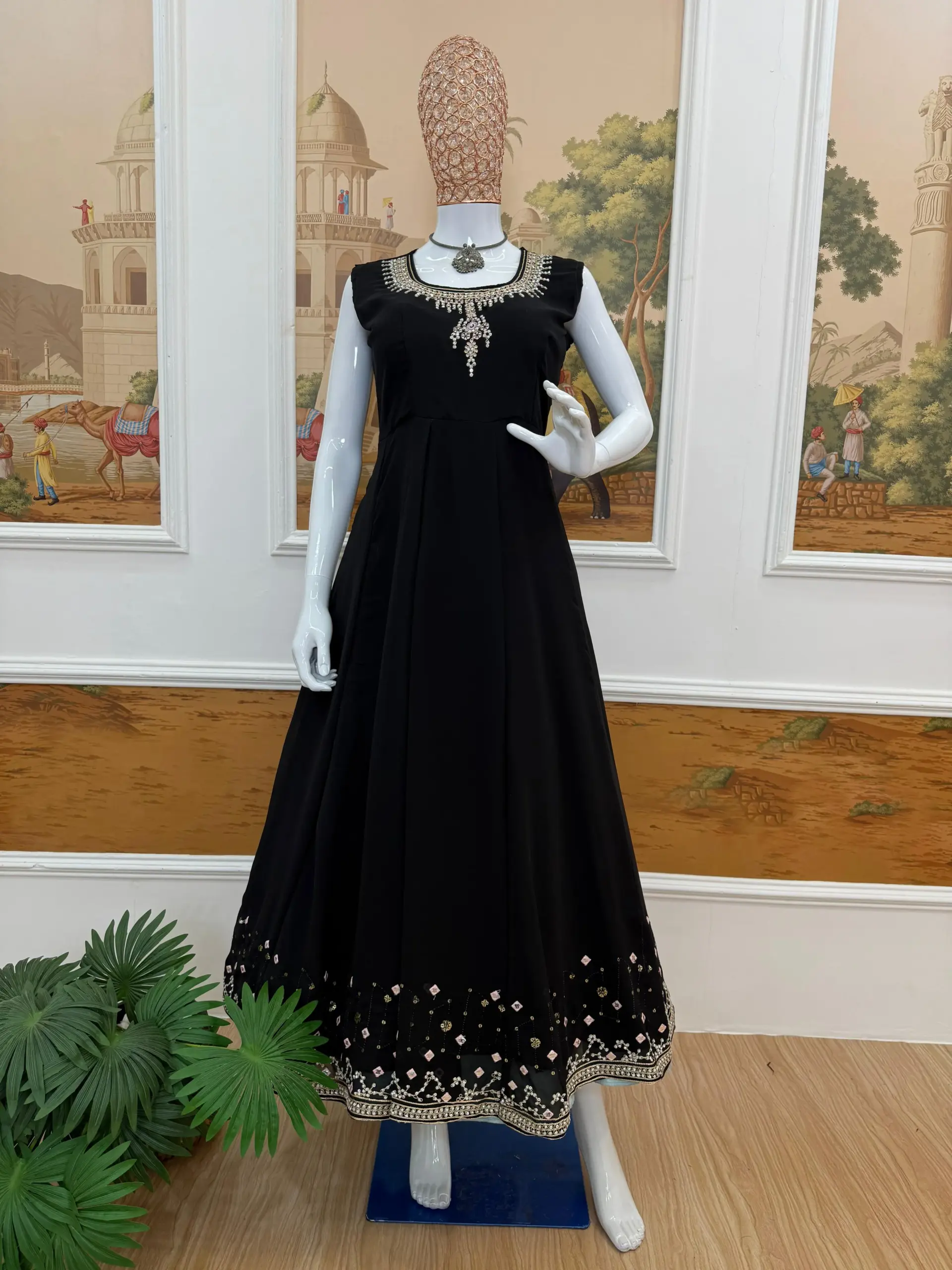 Wedding Wear Gown with Jacket Koti - Image 3