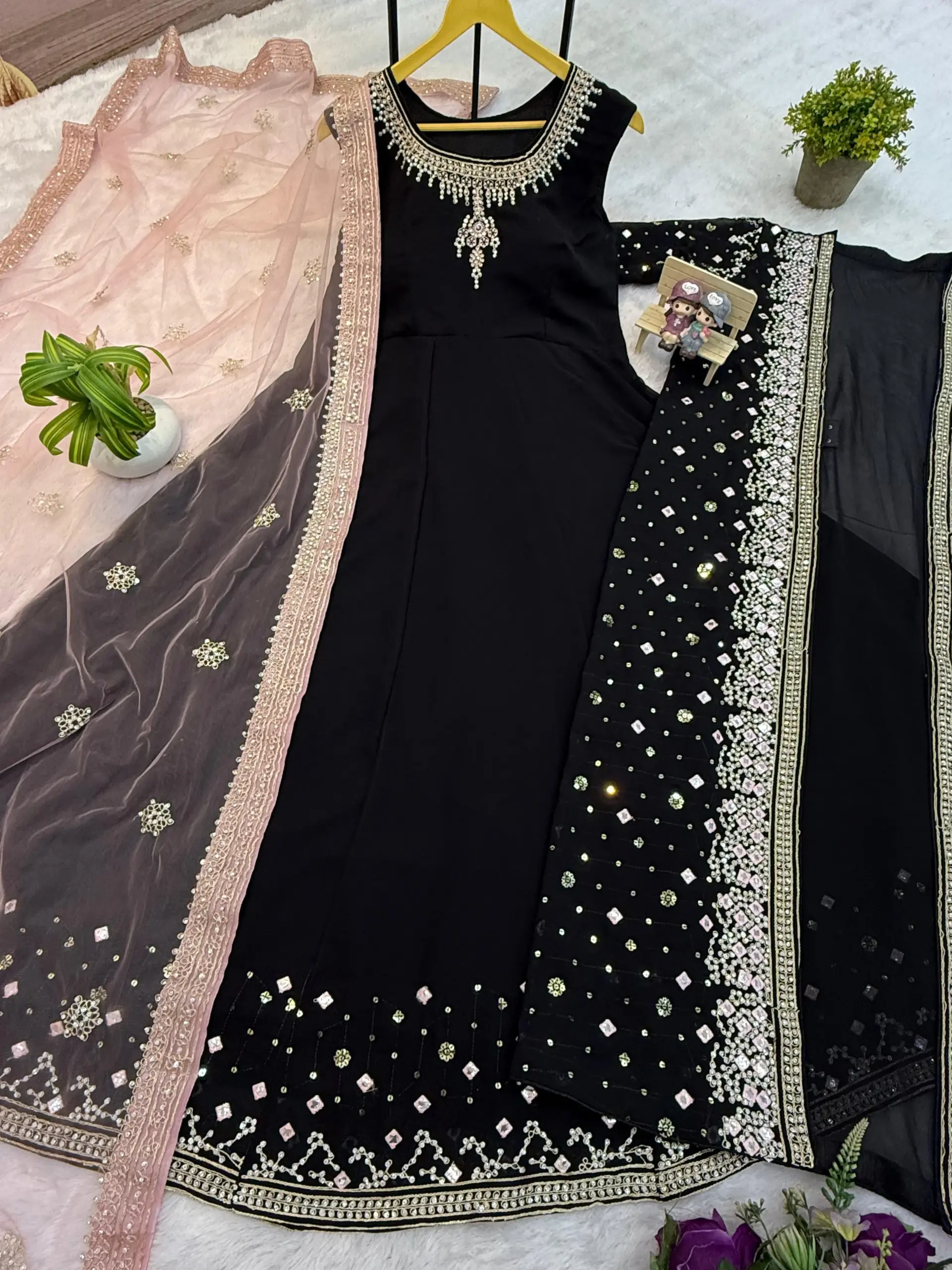 Wedding Wear Gown with Jacket Koti - Image 5