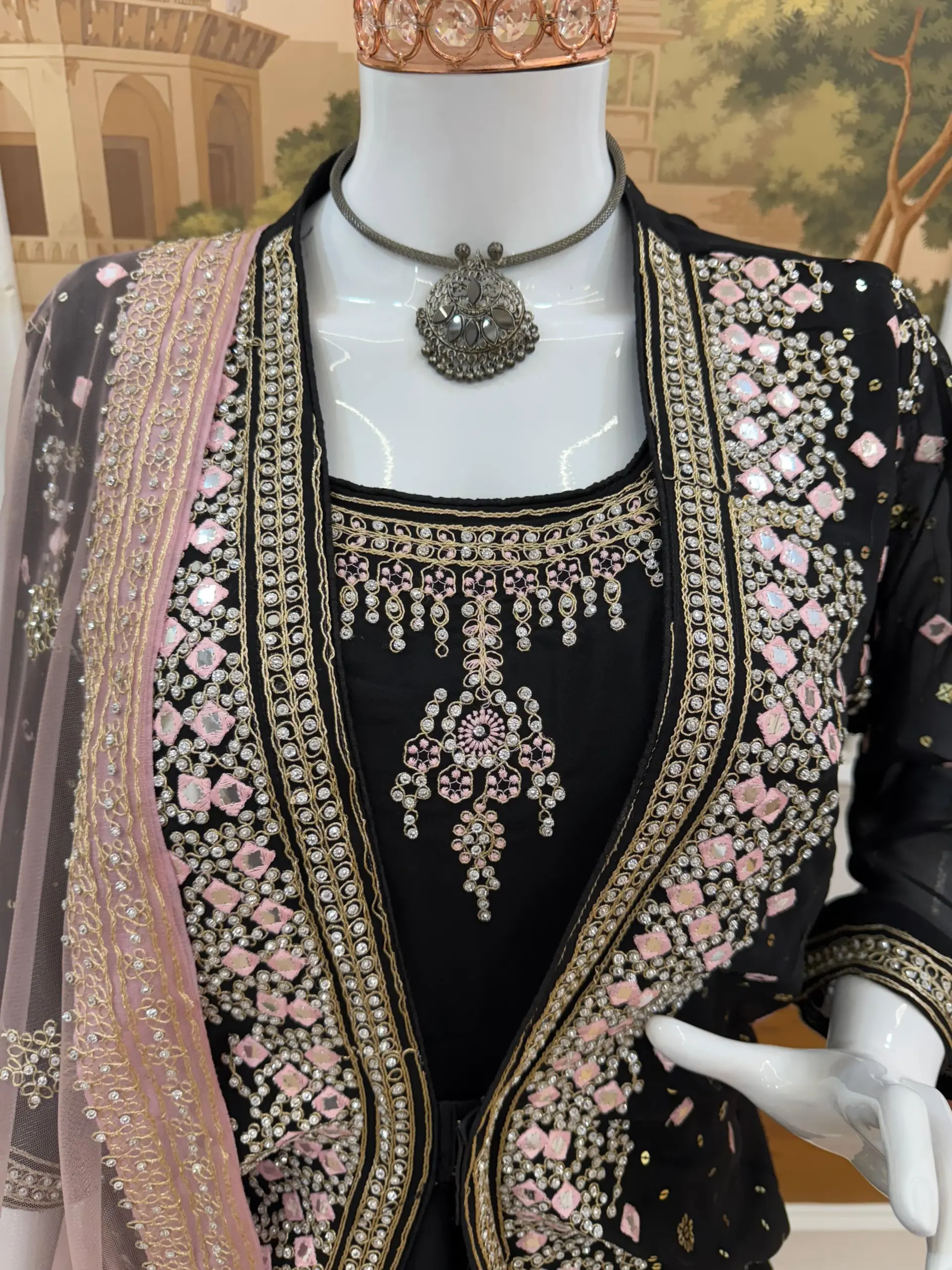 Wedding Wear Gown with Jacket Koti - Image 6