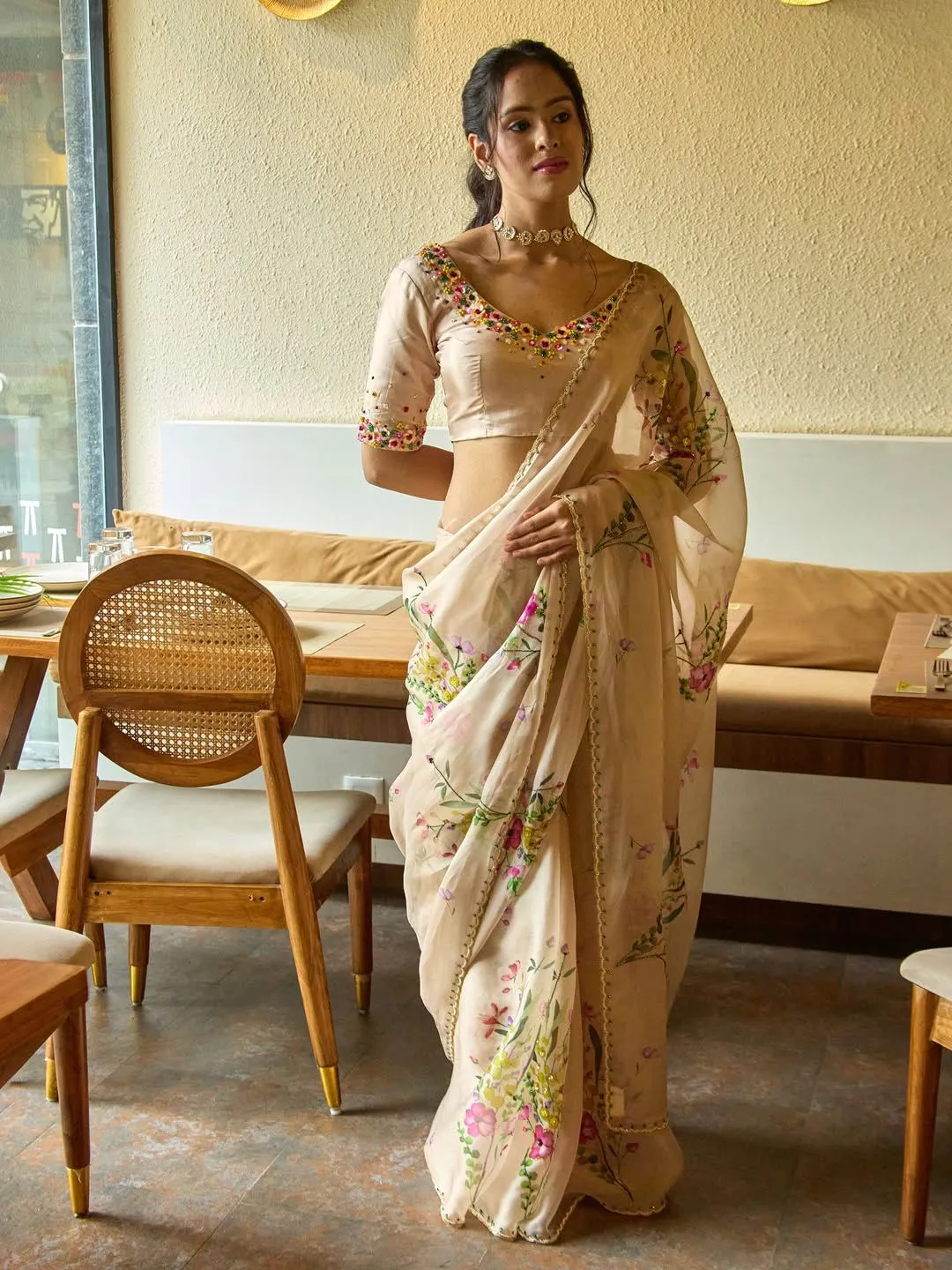 Wedding Wear Handwork Saree with Stitched blouse - Image 3