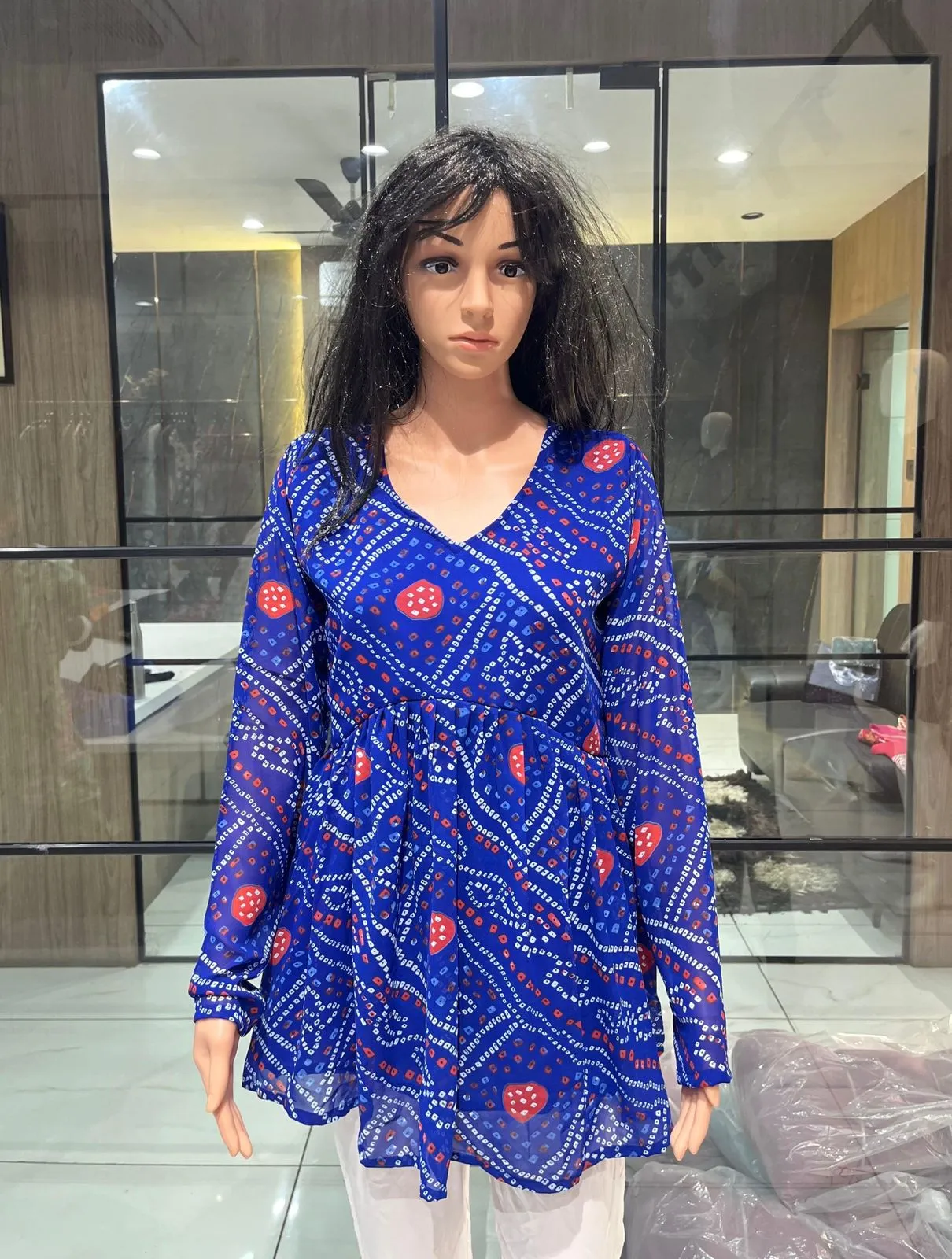 Bandhni Printed Tunic Kurti Top - Image 3