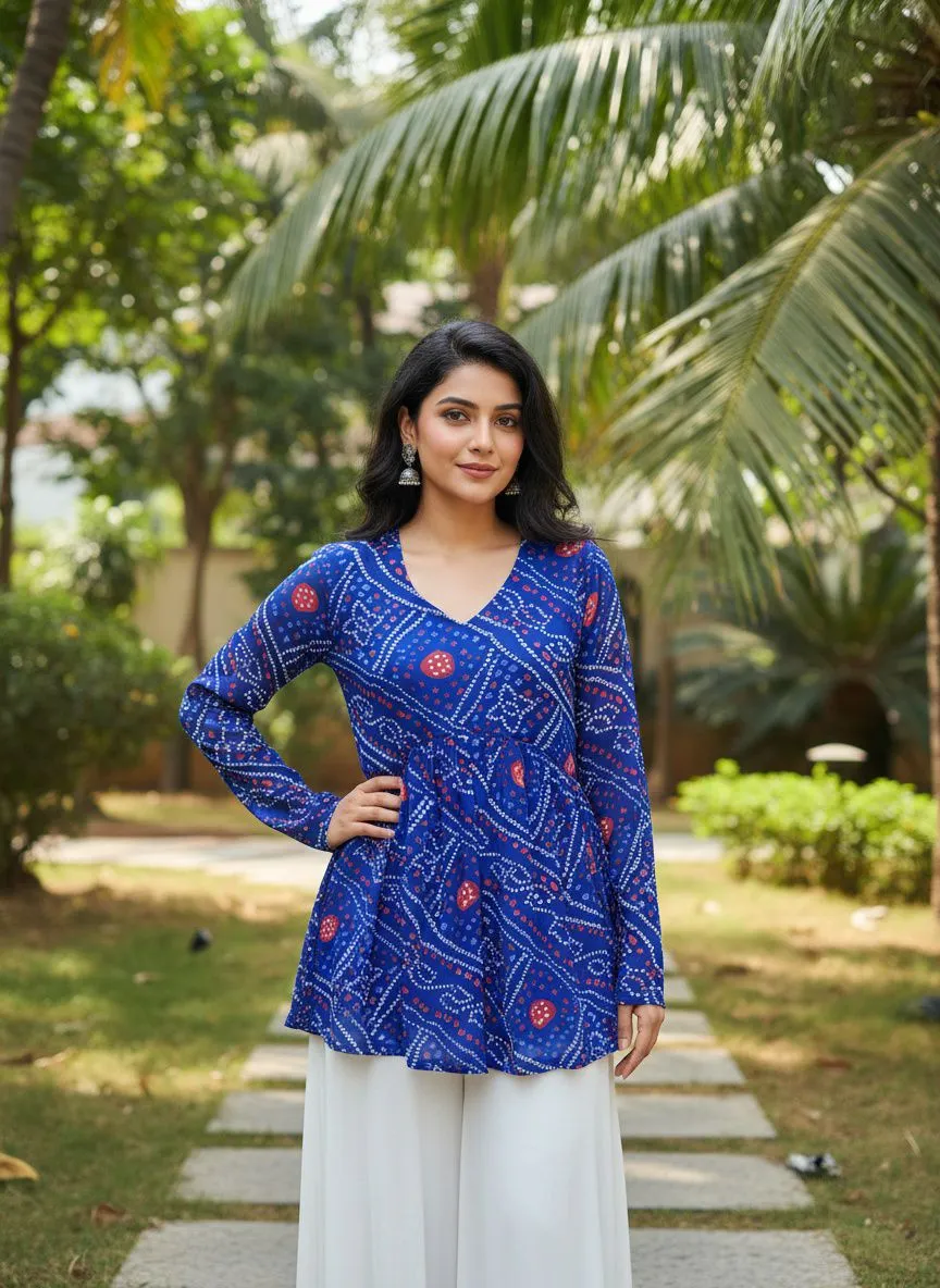 Bandhni Printed Tunic Kurti Top - Image 9