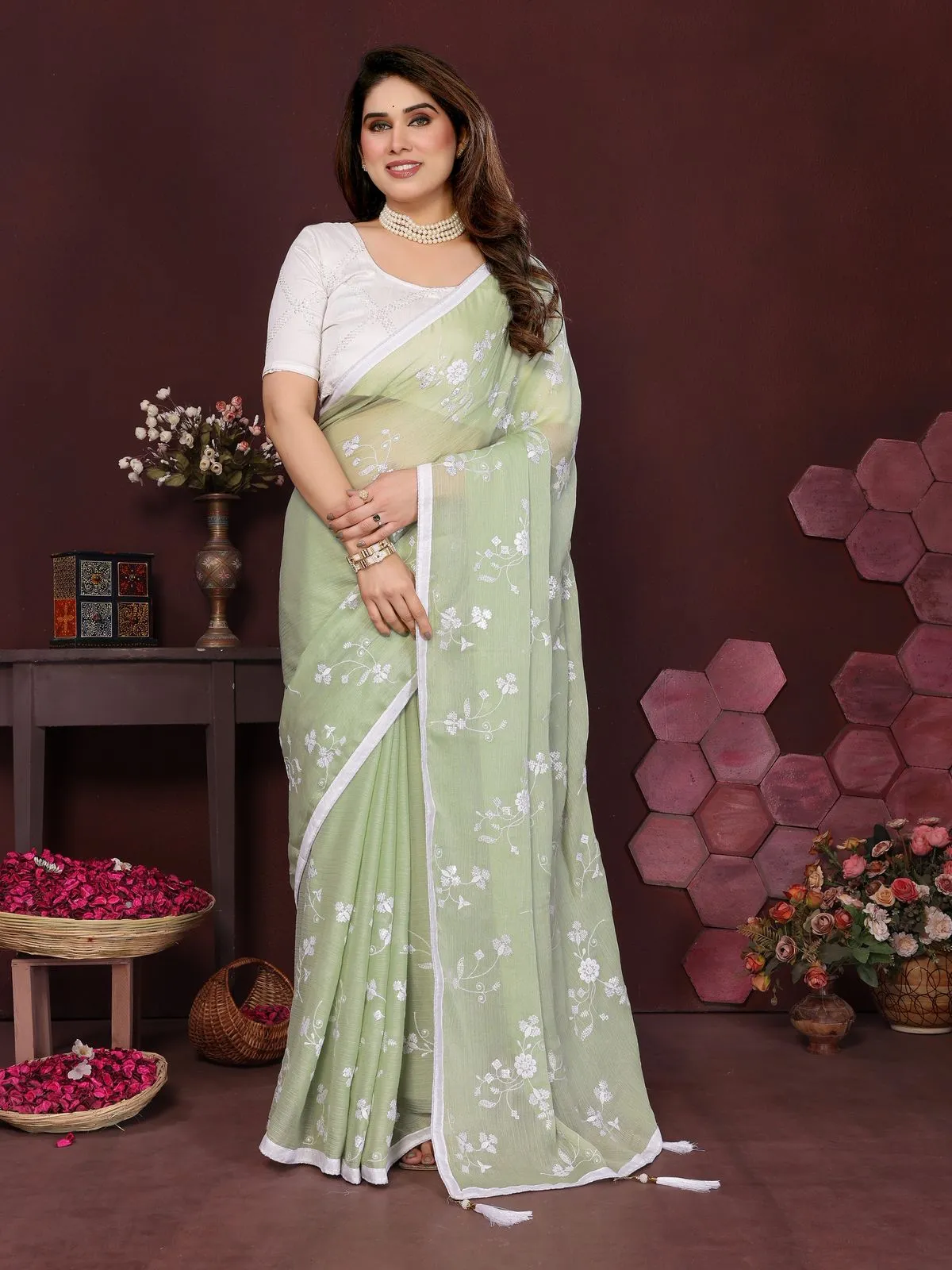 Buy Chiffon Embroidery Sarees - Image 2