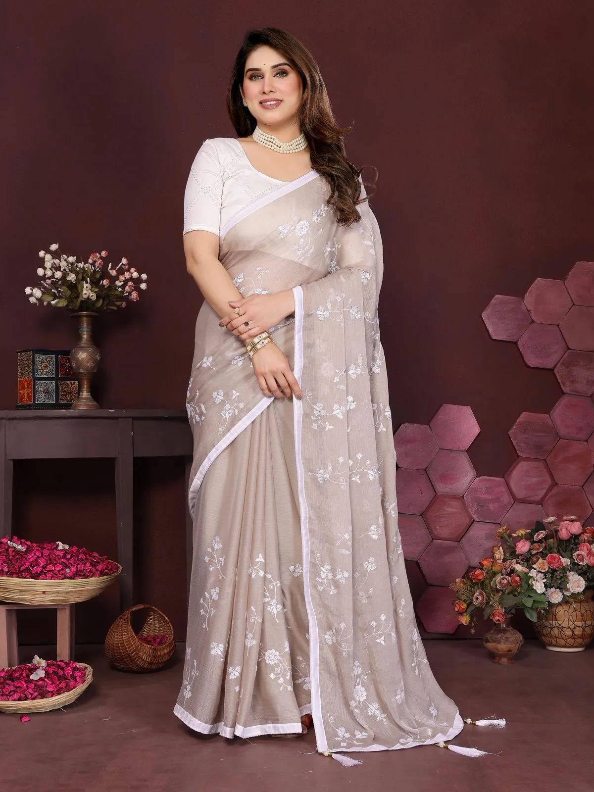 Buy Chiffon Embroidery Sarees - Image 3