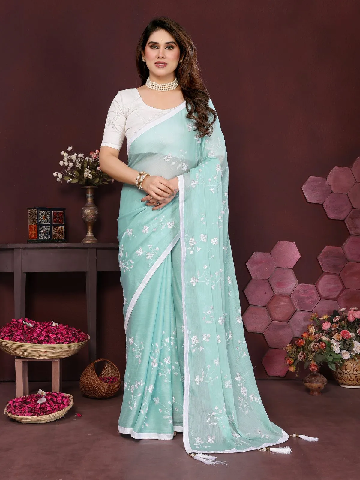 Buy Chiffon Embroidery Sarees - Image 4