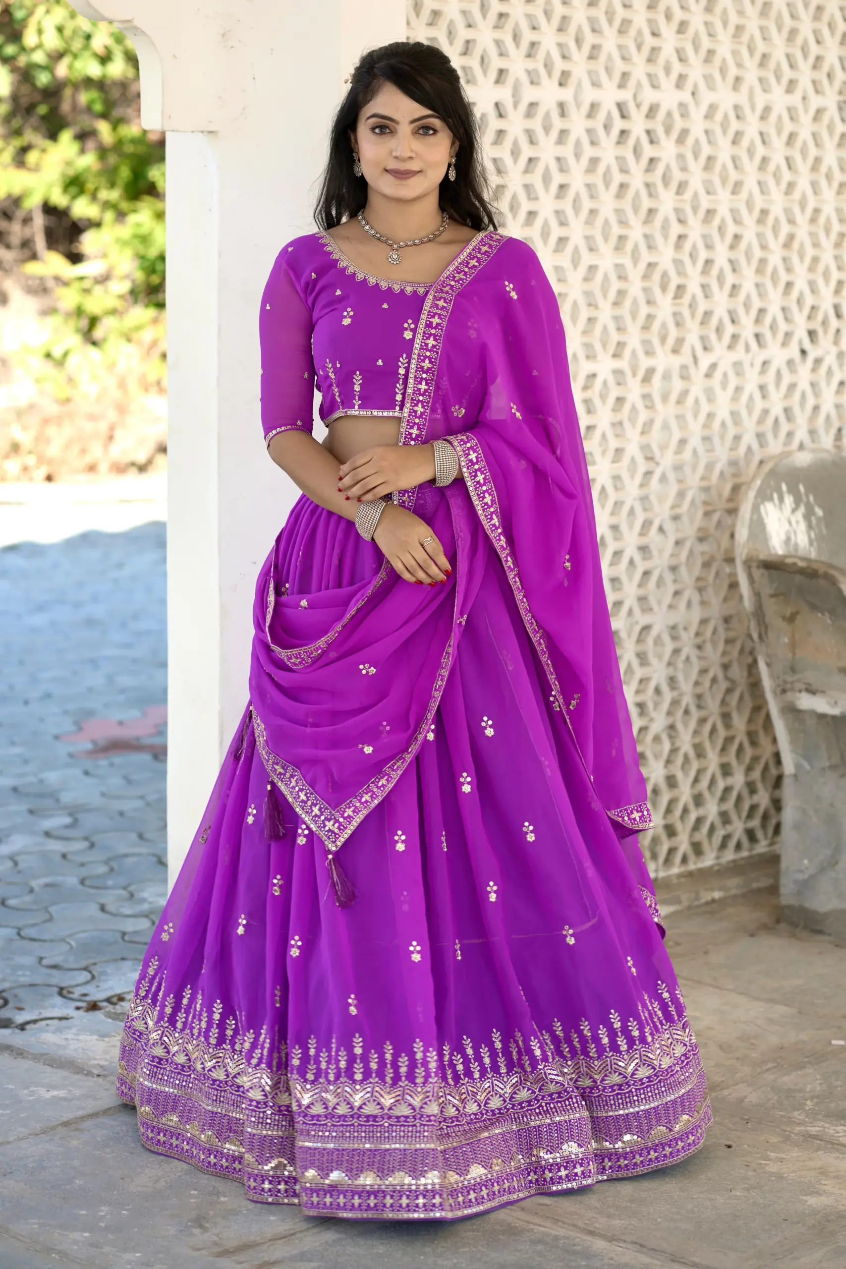 Buy Purple Embroidery Lehenga Choli - Image 5