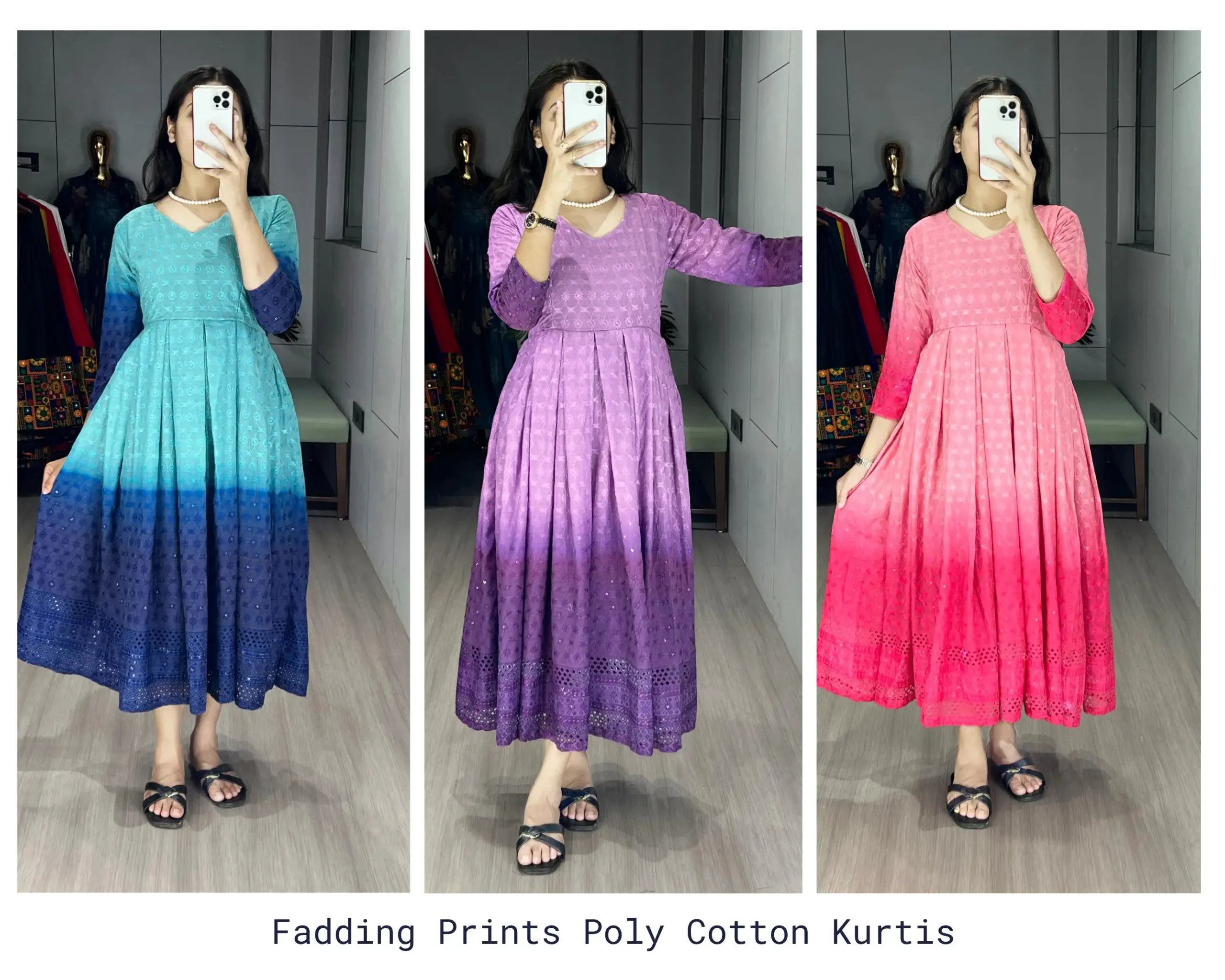 Chikankari Gown kurti for Office - Image 2