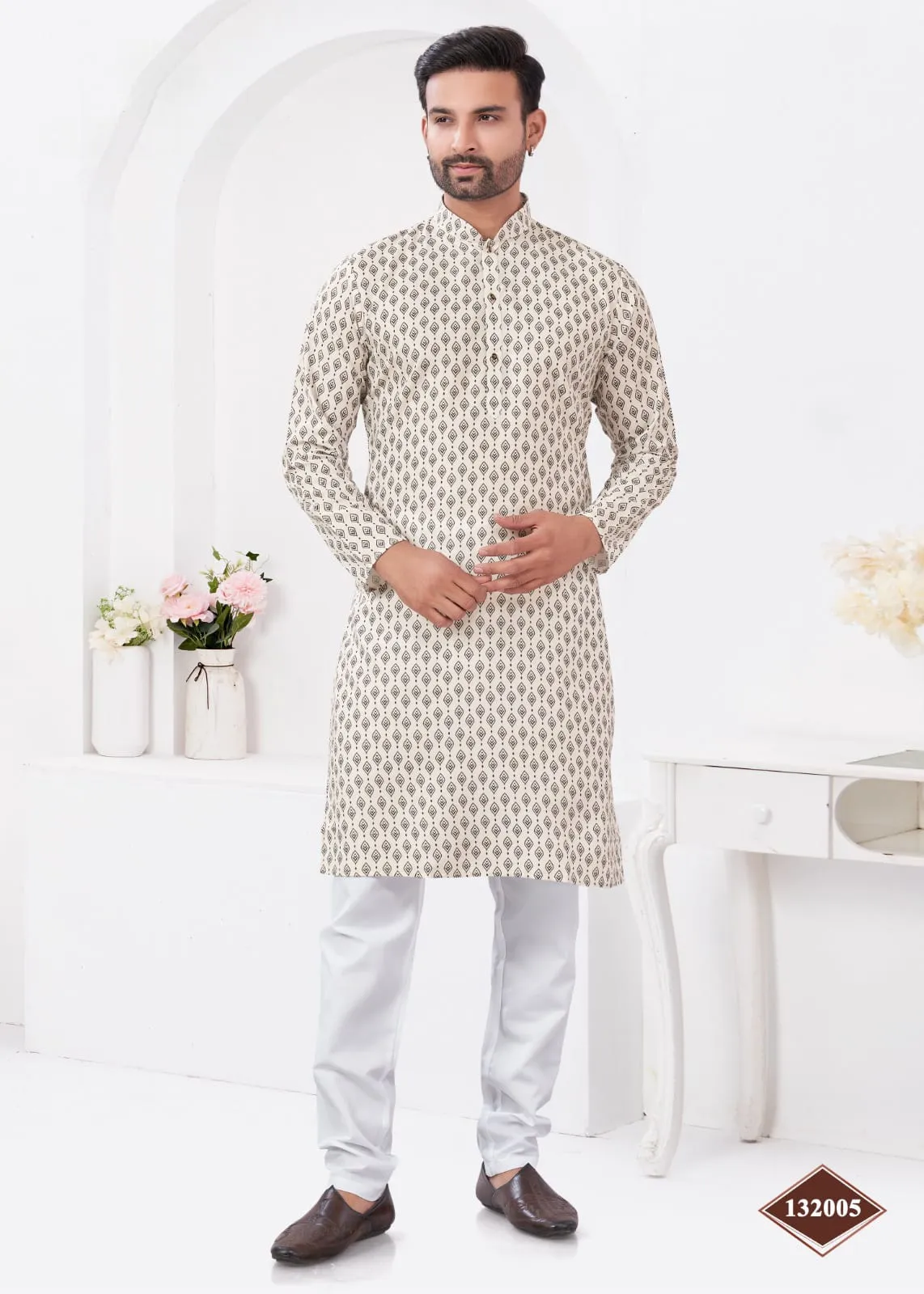 Digital Printed Mens Kurta Pajama - Image 3