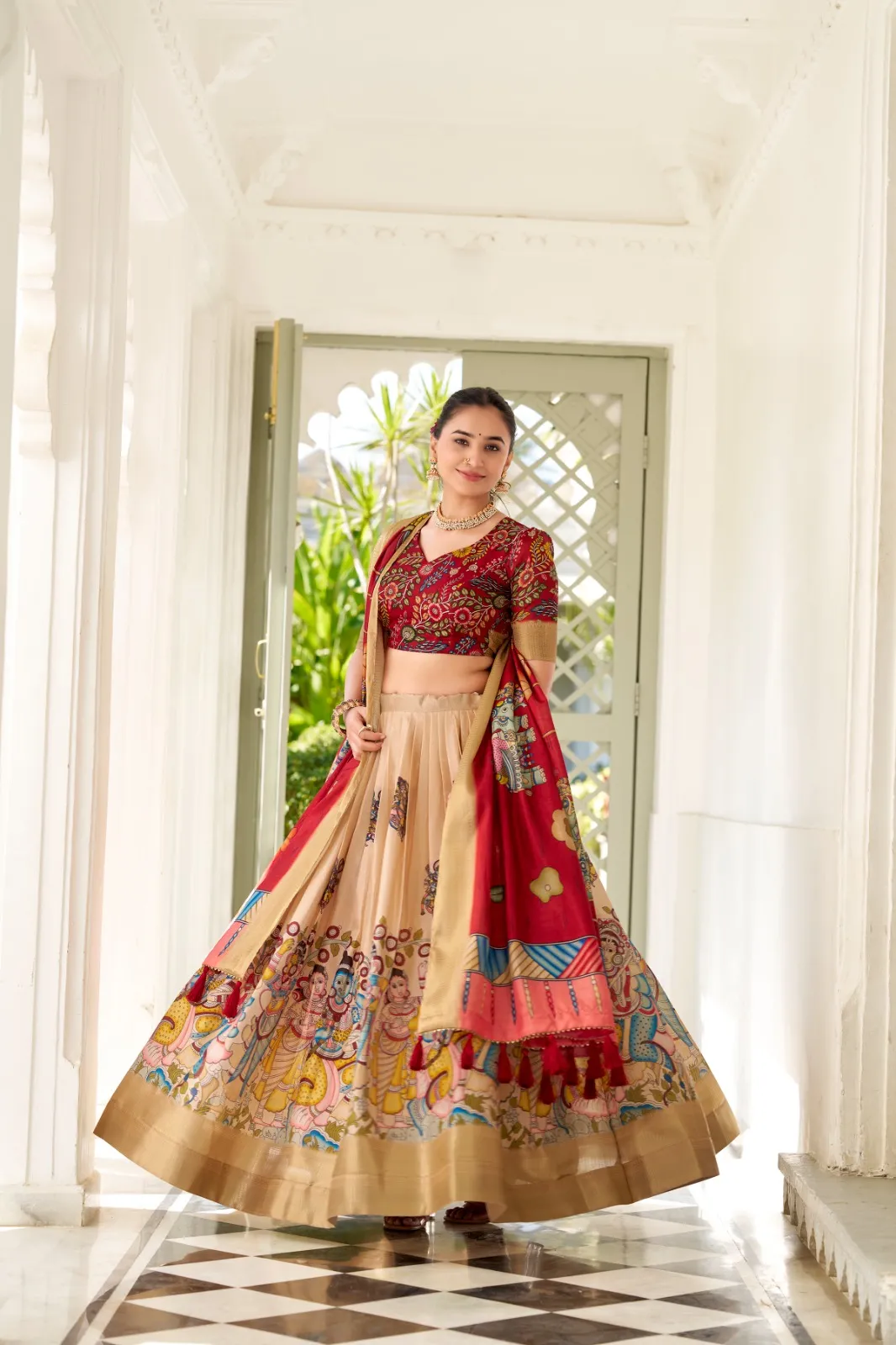 Kalamkari Printed Lehenga Choli Design