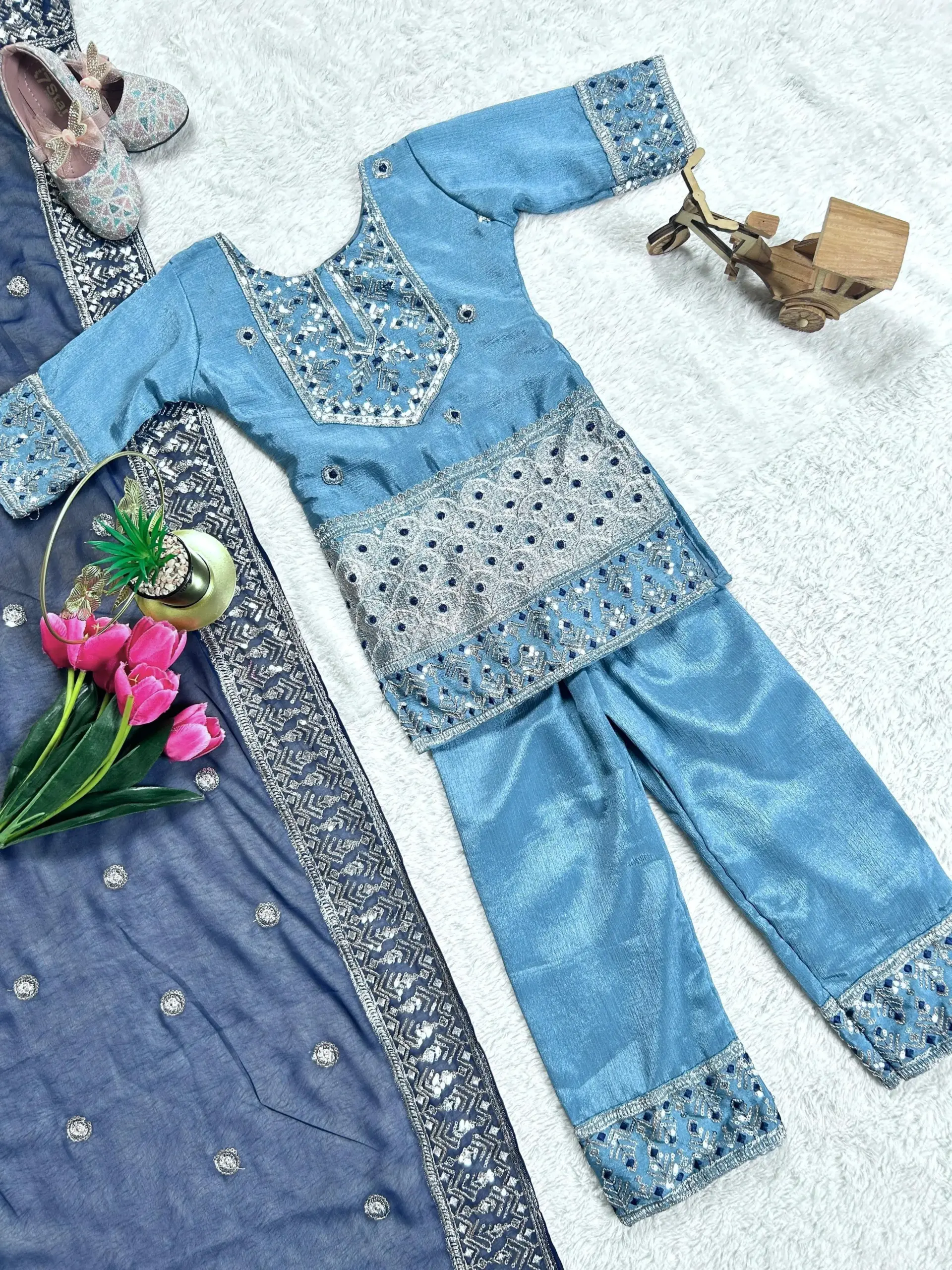 Small Girls Plazzo Salwar Kids Wear - Image 3