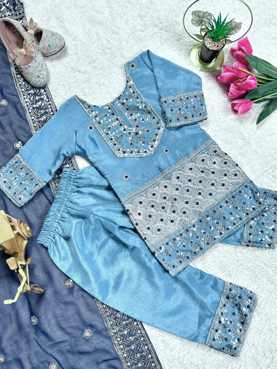 Small Girls Plazzo Salwar Kids Wear - Image 4