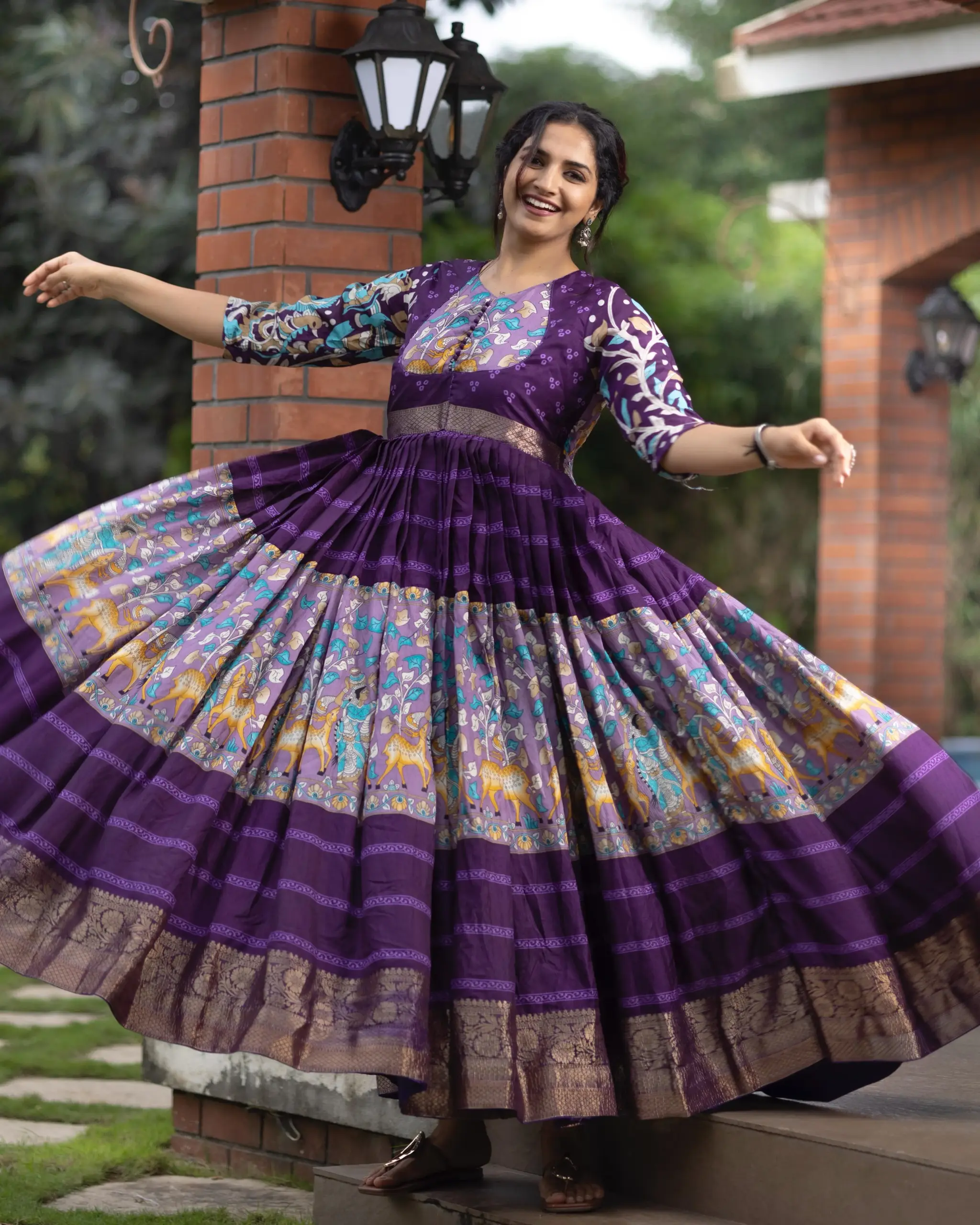 Stylish Kalamkari Printed Gown - Image 7