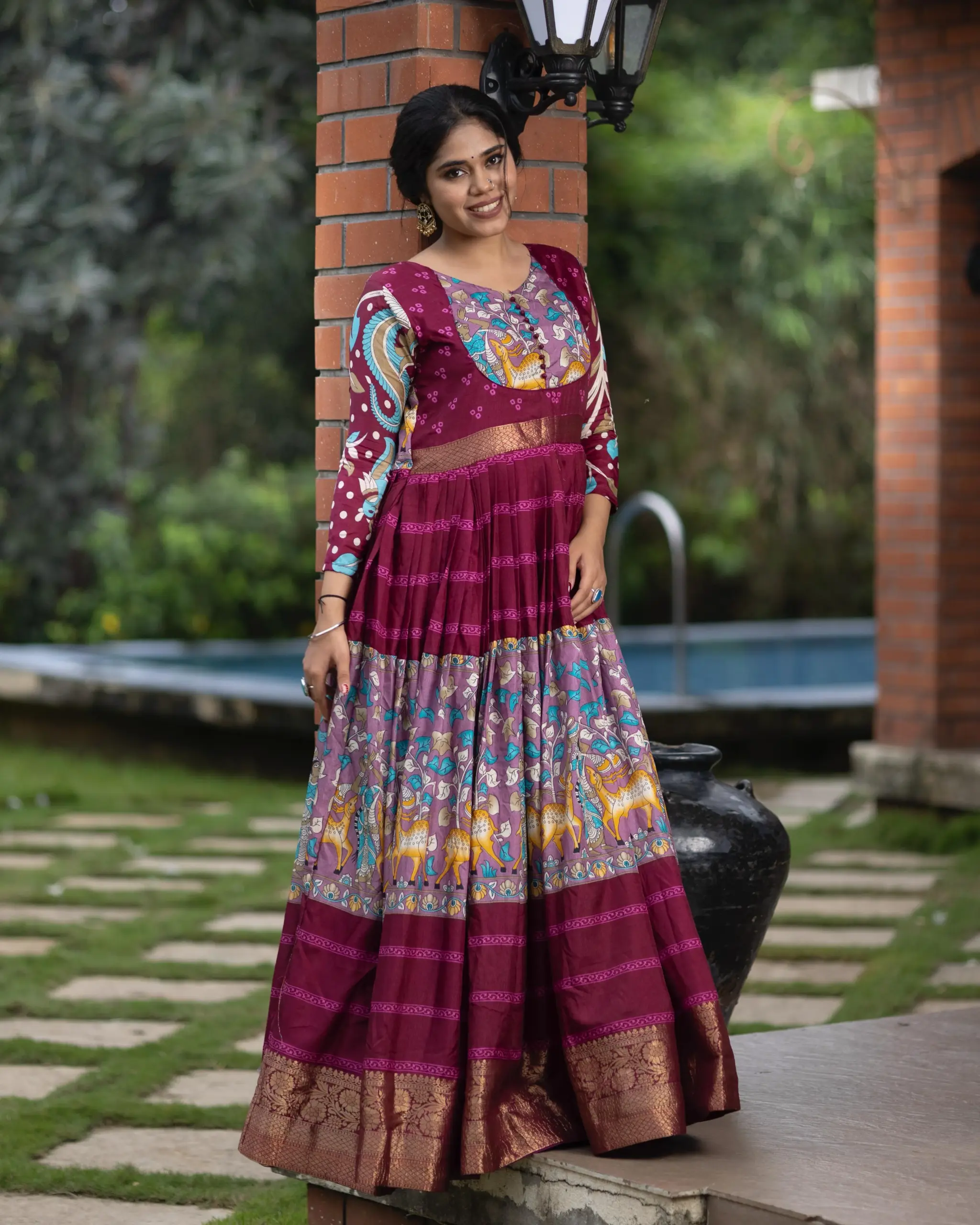 Stylish Kalamkari Printed Gown - Image 9