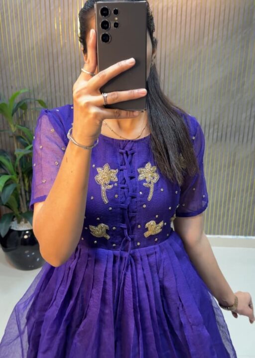 Navy Blue Kota Chex Ladies Gown