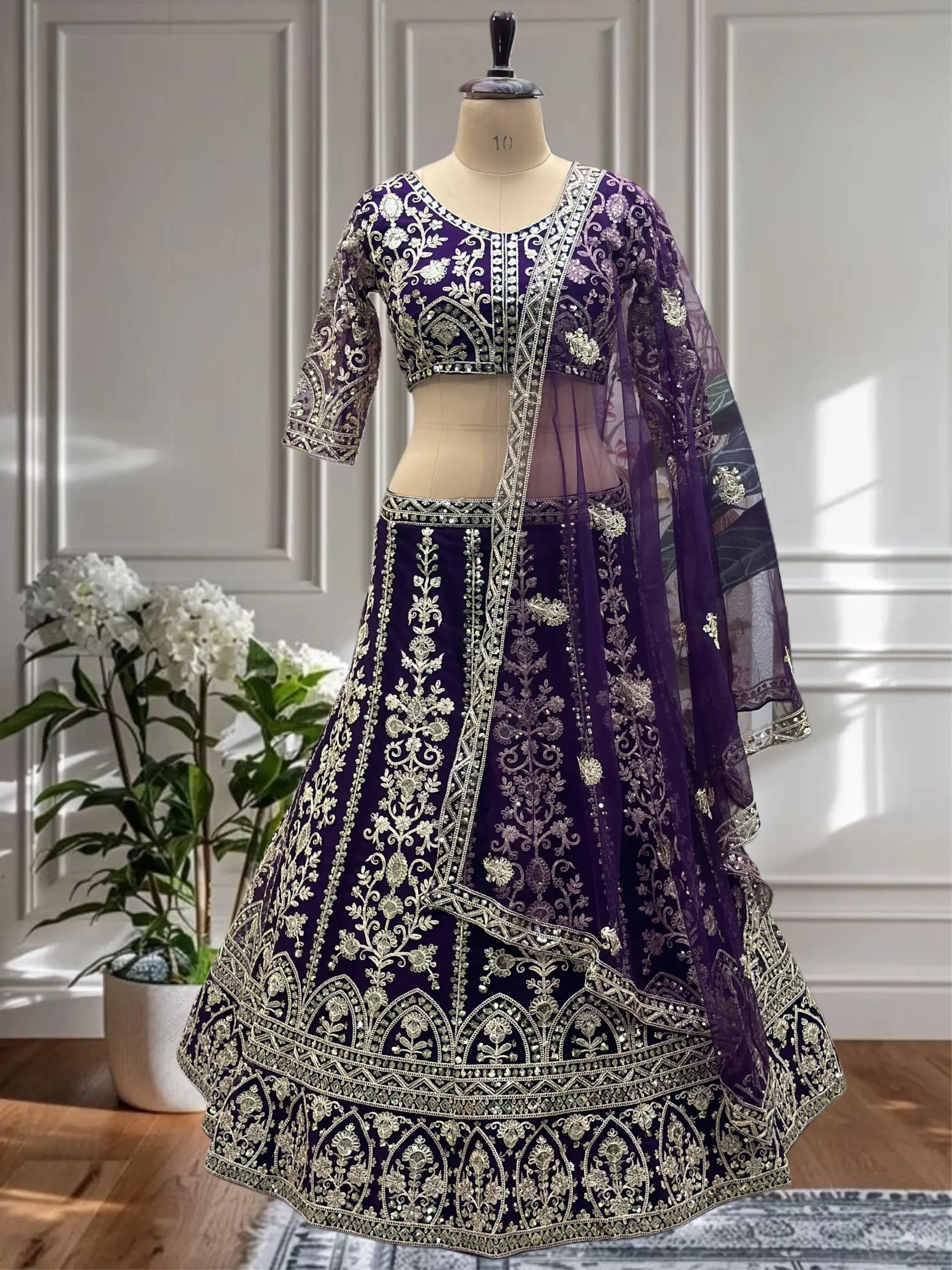 Big Size Net Lehenga for Wedding