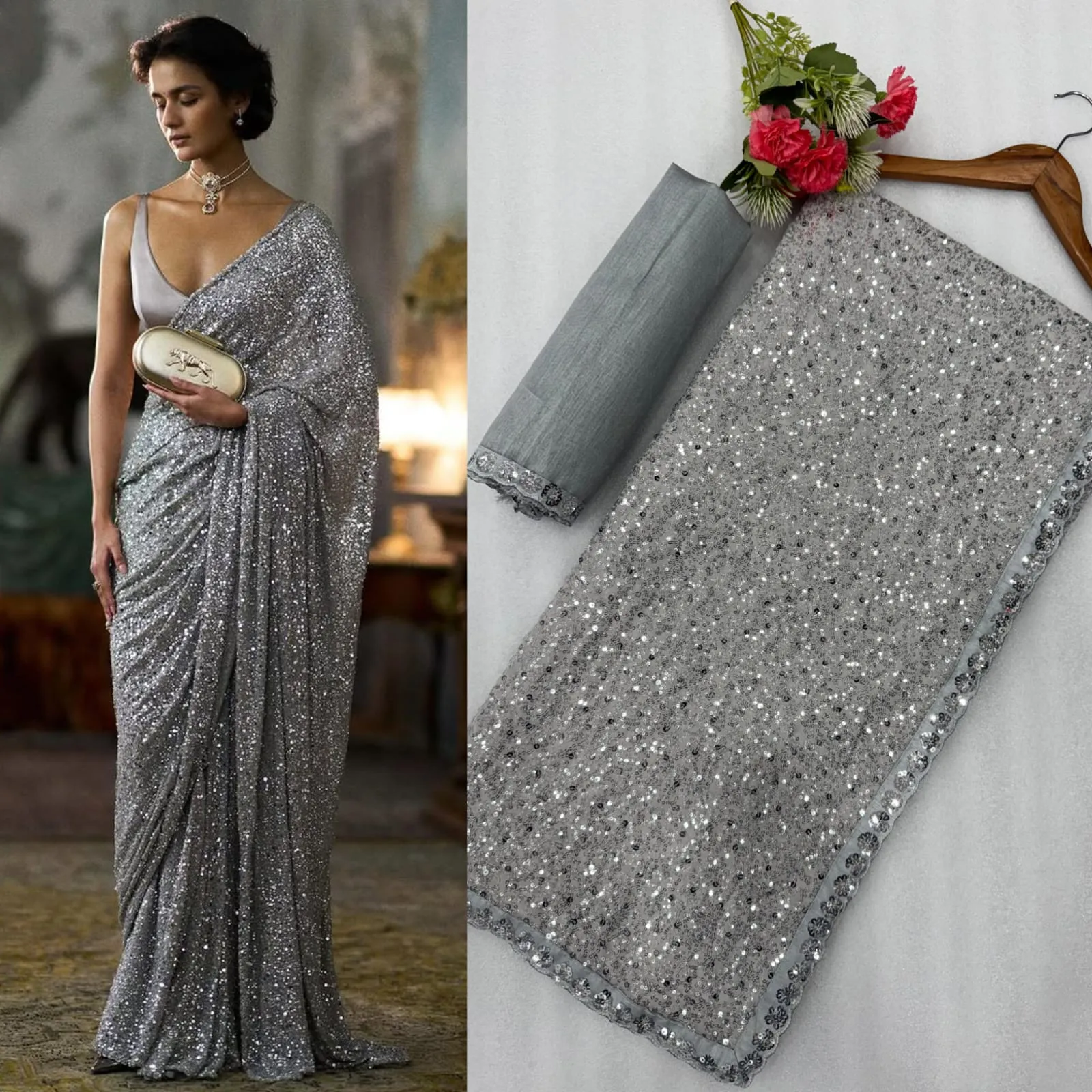 Boutique Bollywood Sequence saree - Image 2