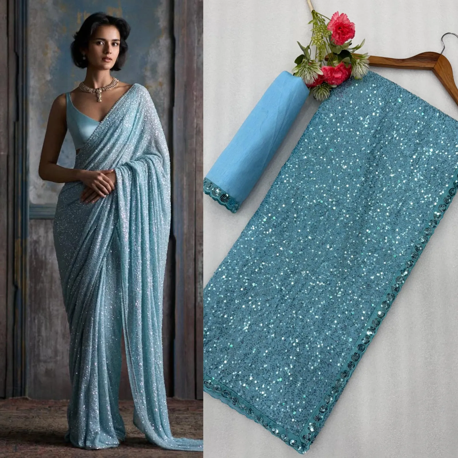 Boutique Bollywood Sequence saree - Image 3