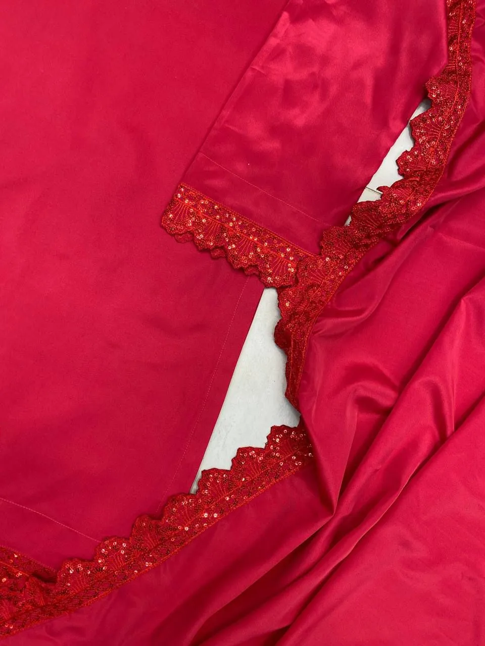 Cherry Red Designer Farsi Salwar Suit - Image 5