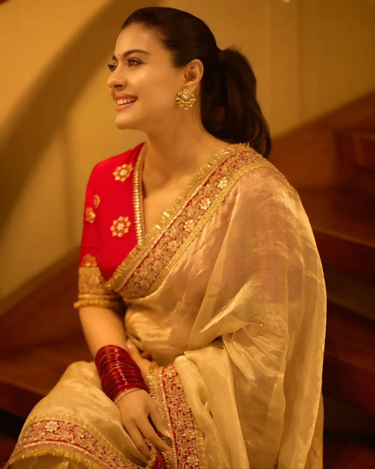 Durga Pooja Madhuri Inspired Saree