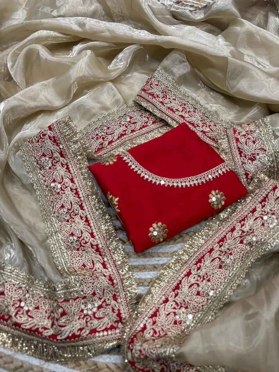 Durga Pooja Madhuri Inspired Saree - Image 4