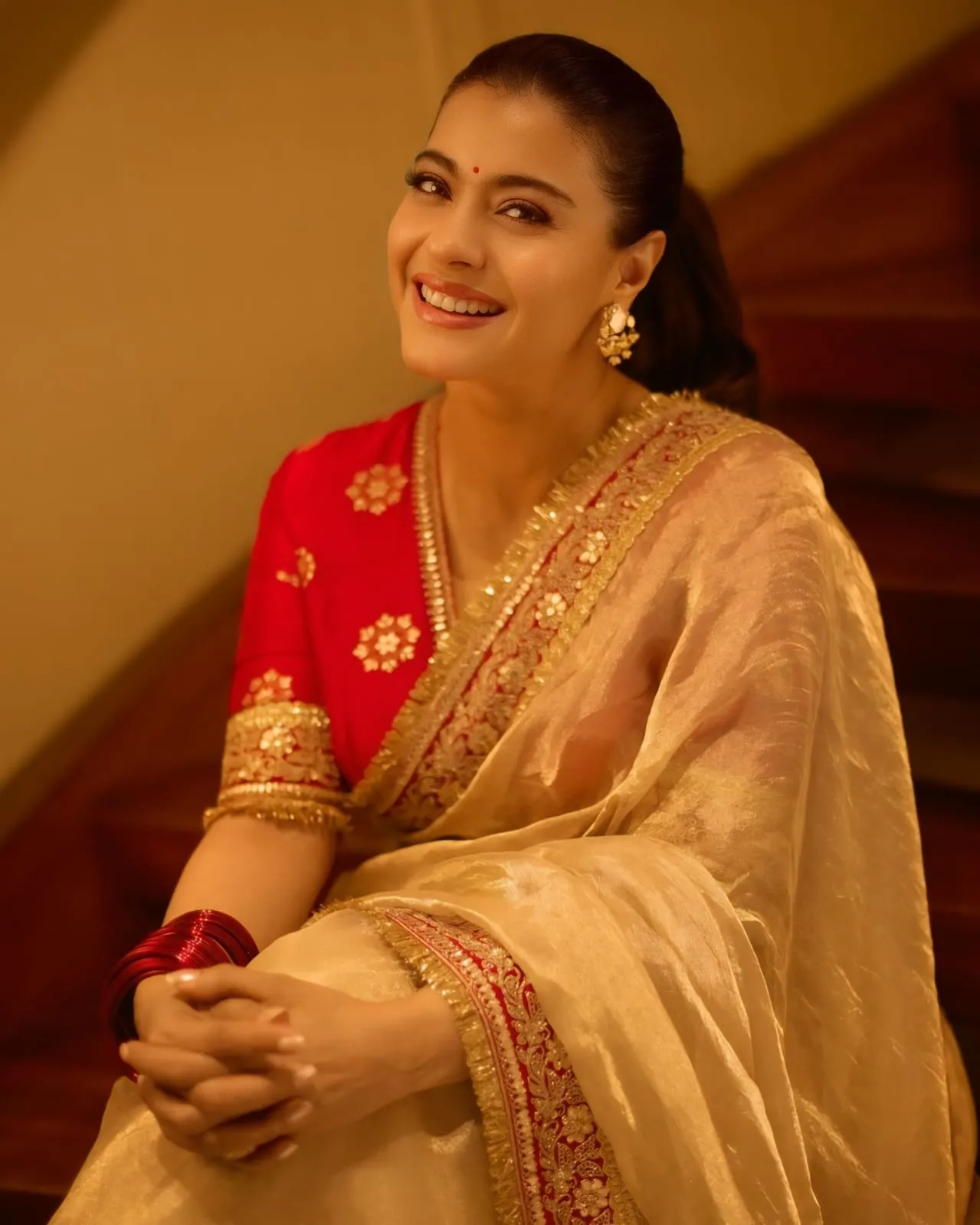 Durga Pooja Madhuri Inspired Saree - Image 5
