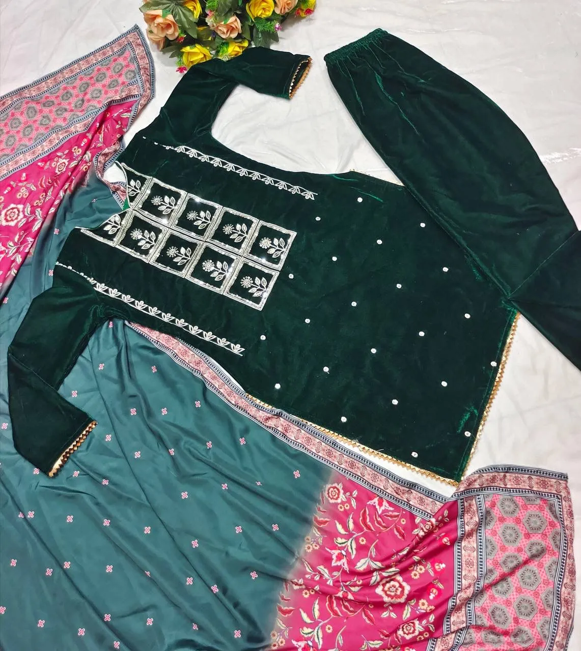 Embroidery Velvet Readymade Salwar - Image 2