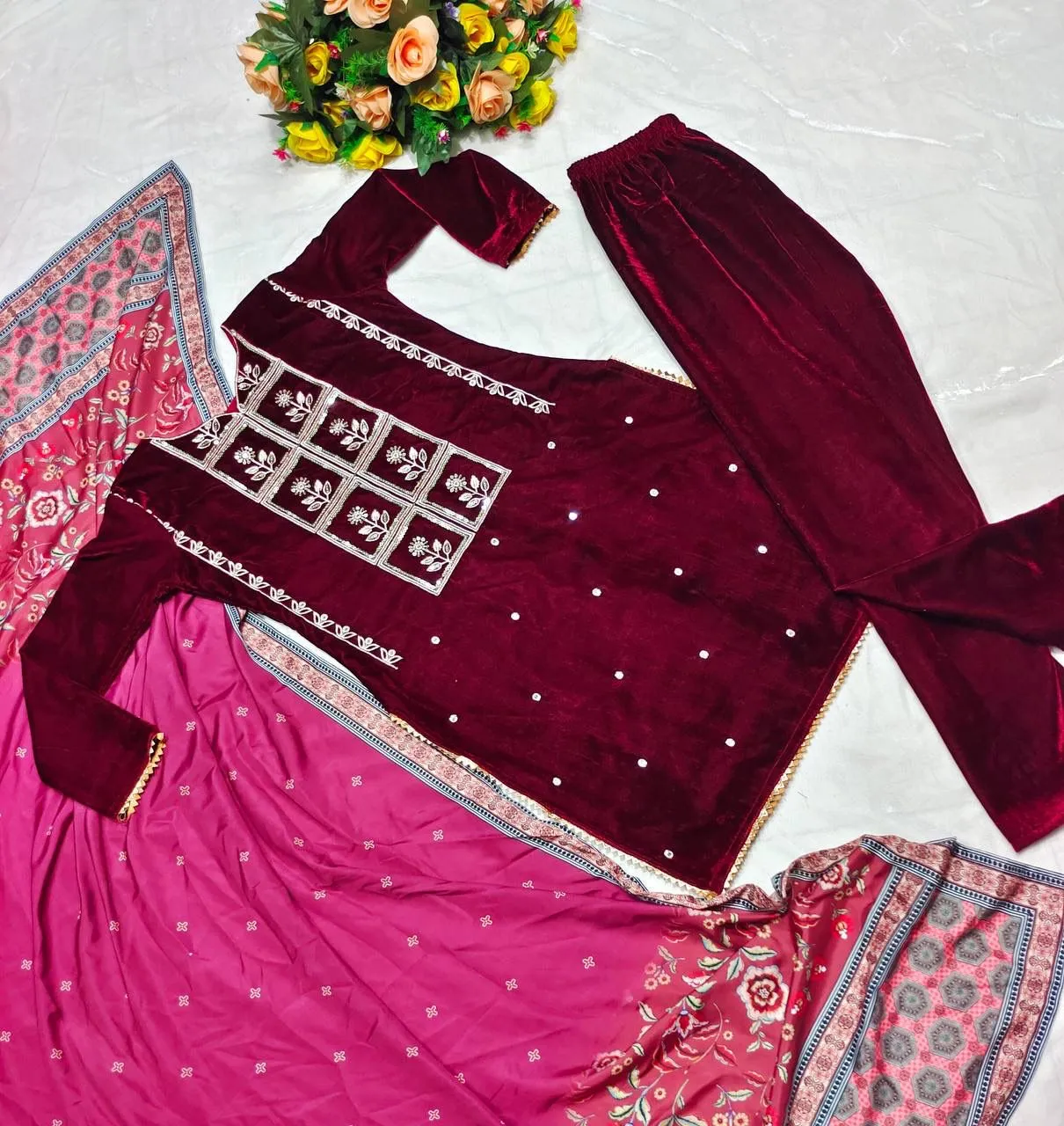 Embroidery Velvet Readymade Salwar - Image 3