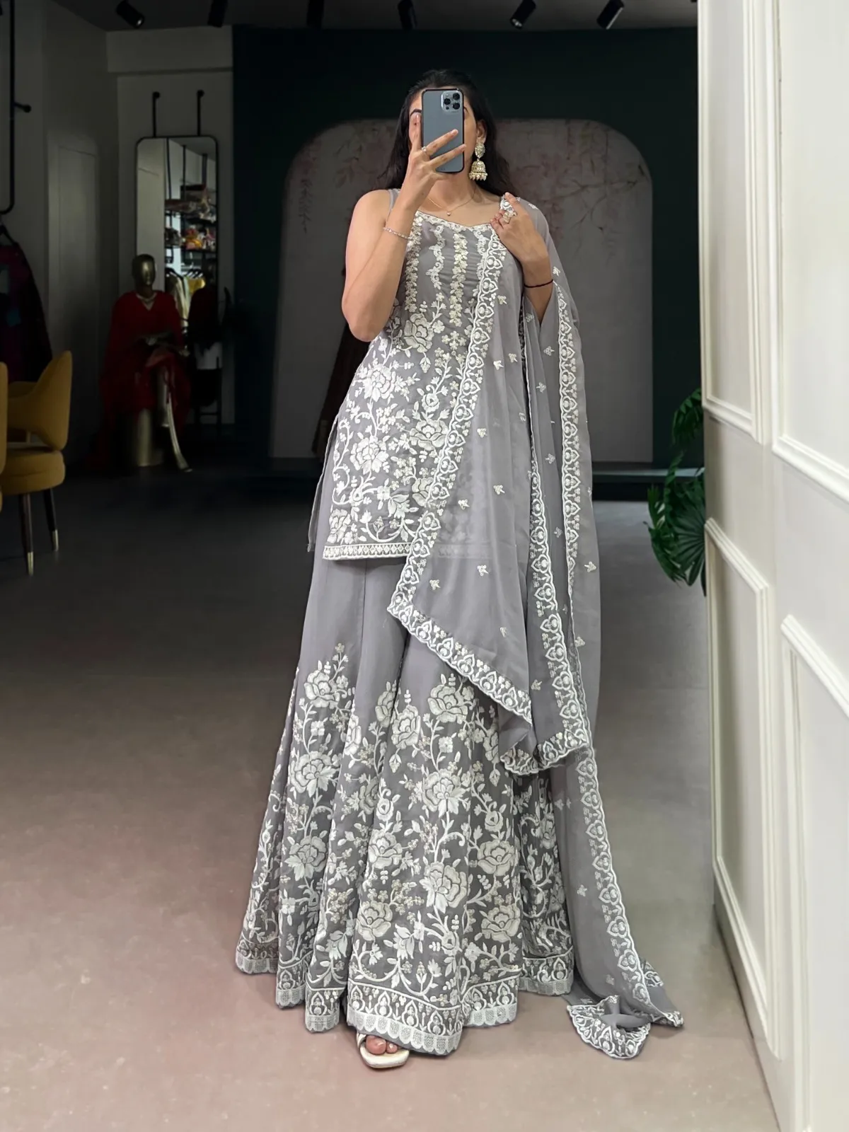 Fancy Grea Sharara Salwar Suit - Image 4