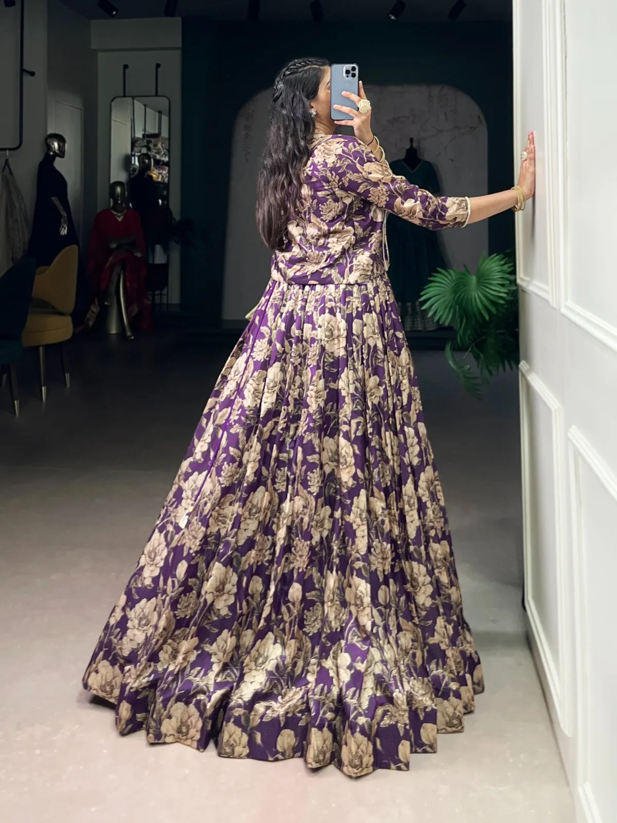 Floral Readymade Lehenga Choli with Koti - Image 3