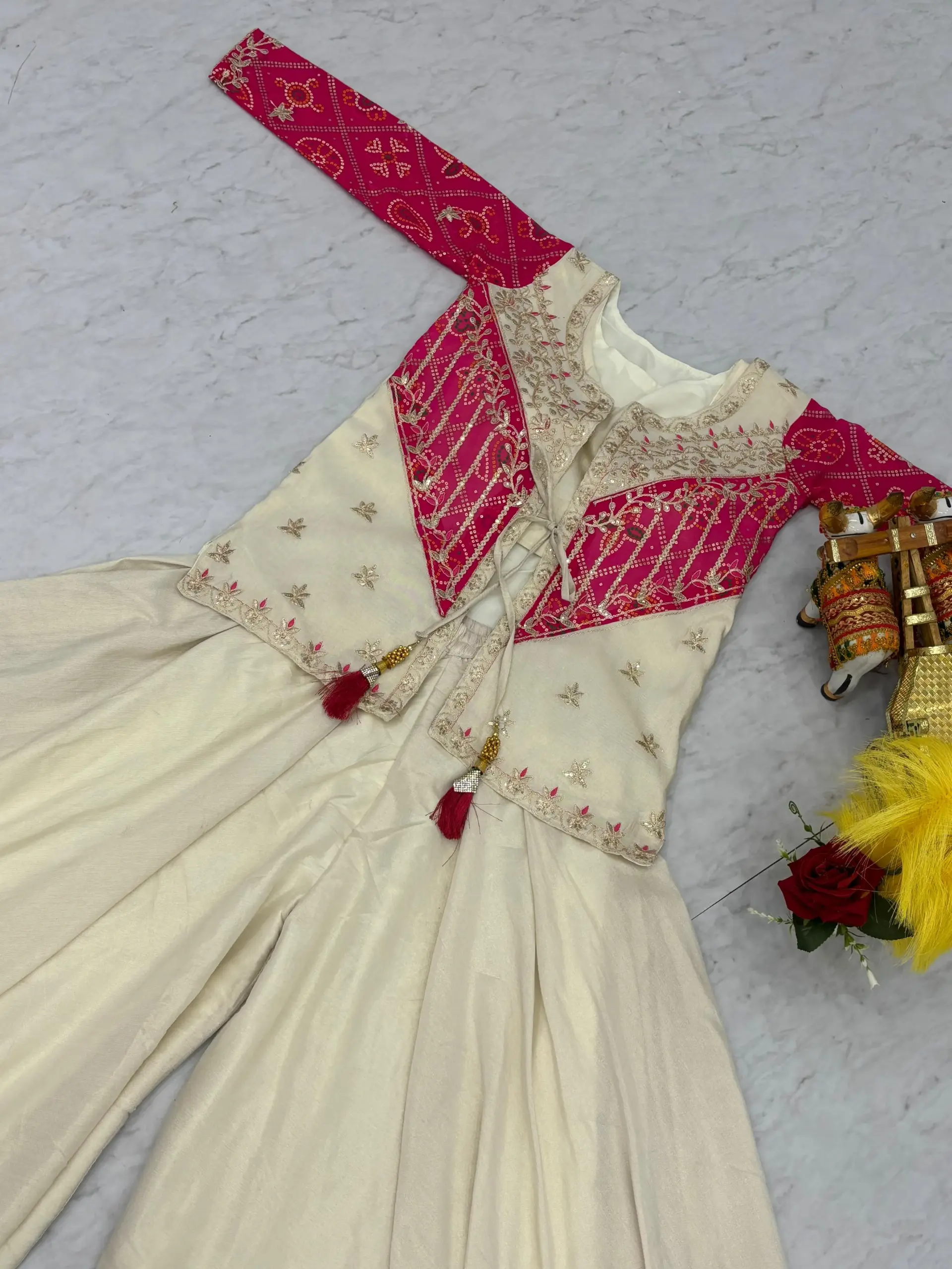 Indo Western with Bandhej Jacket for Wedding - Image 5