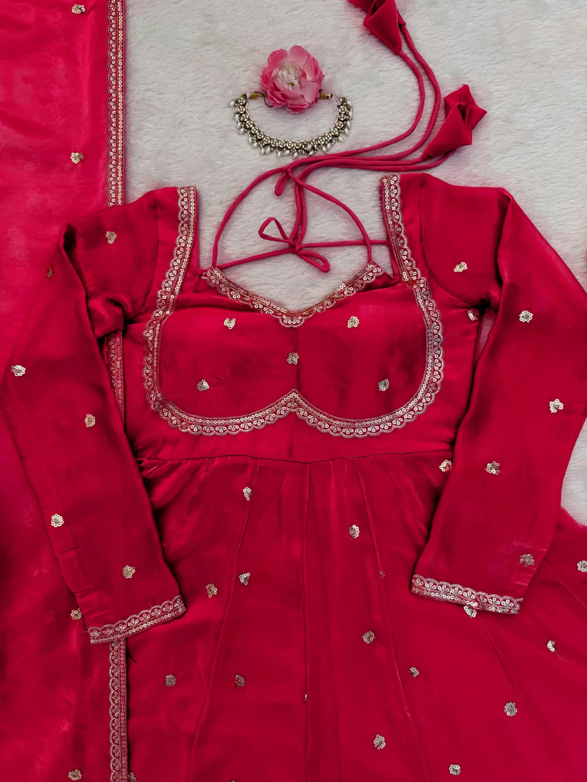 Most Viral Red Ethnic Anarkali Suit - Image 2